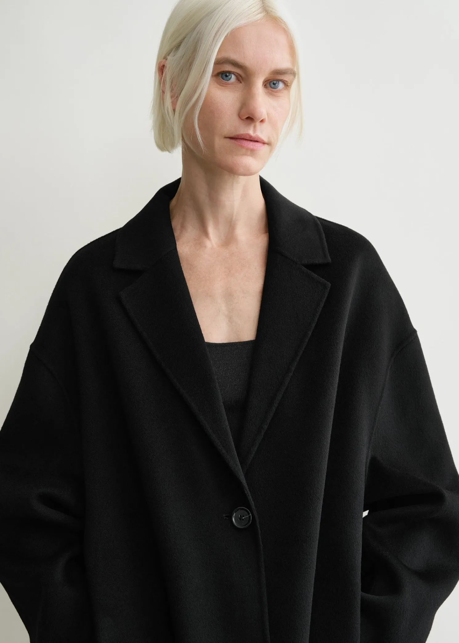 Doublé cocoon coat black