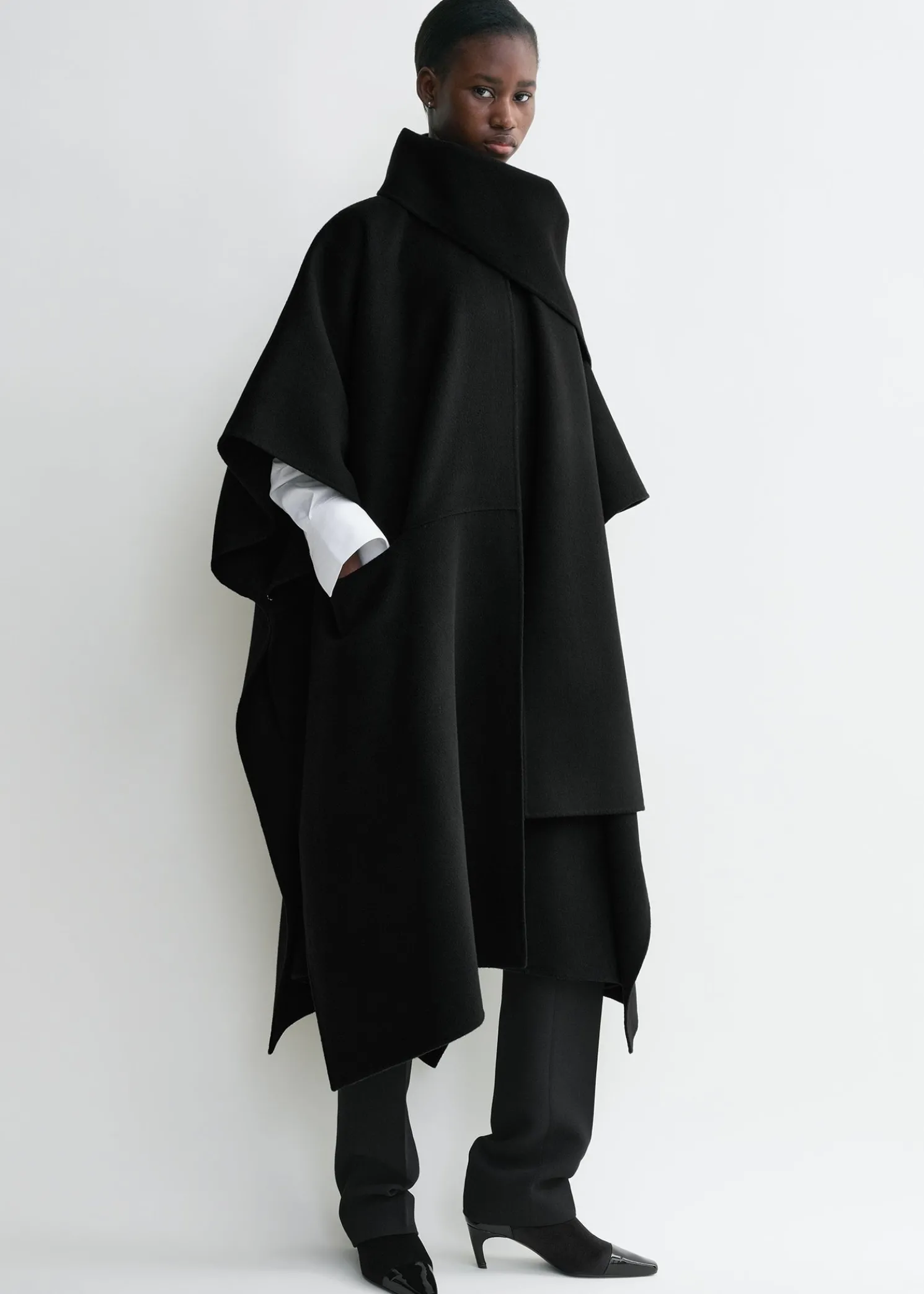 Doublé scarf coat black