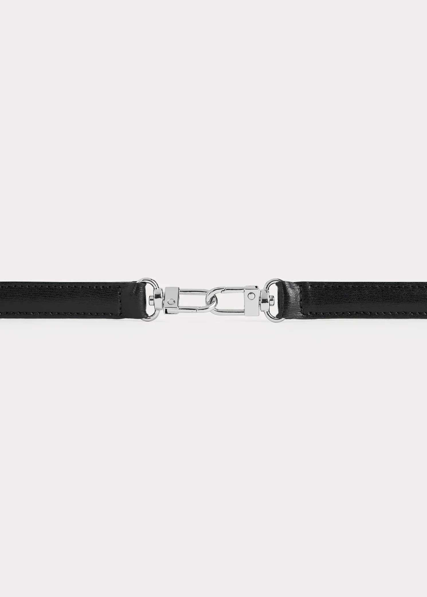 Double clasp leather belt black