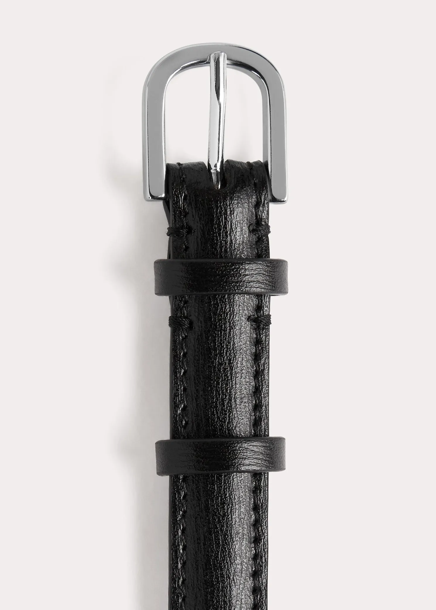 Double clasp leather belt black