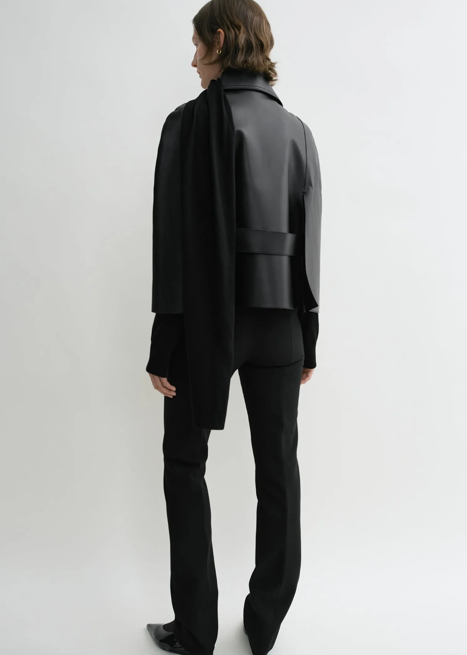 Double leather cape black