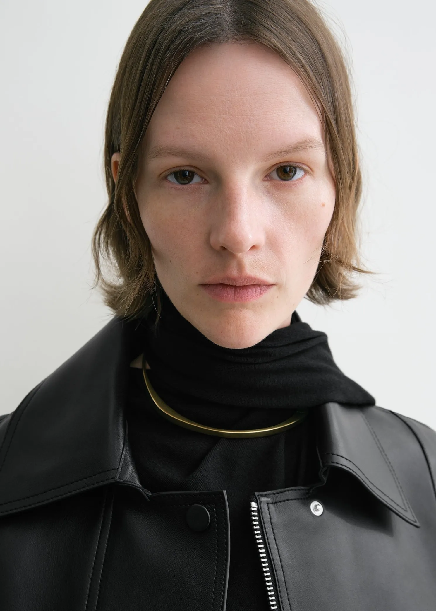 Double leather cape black