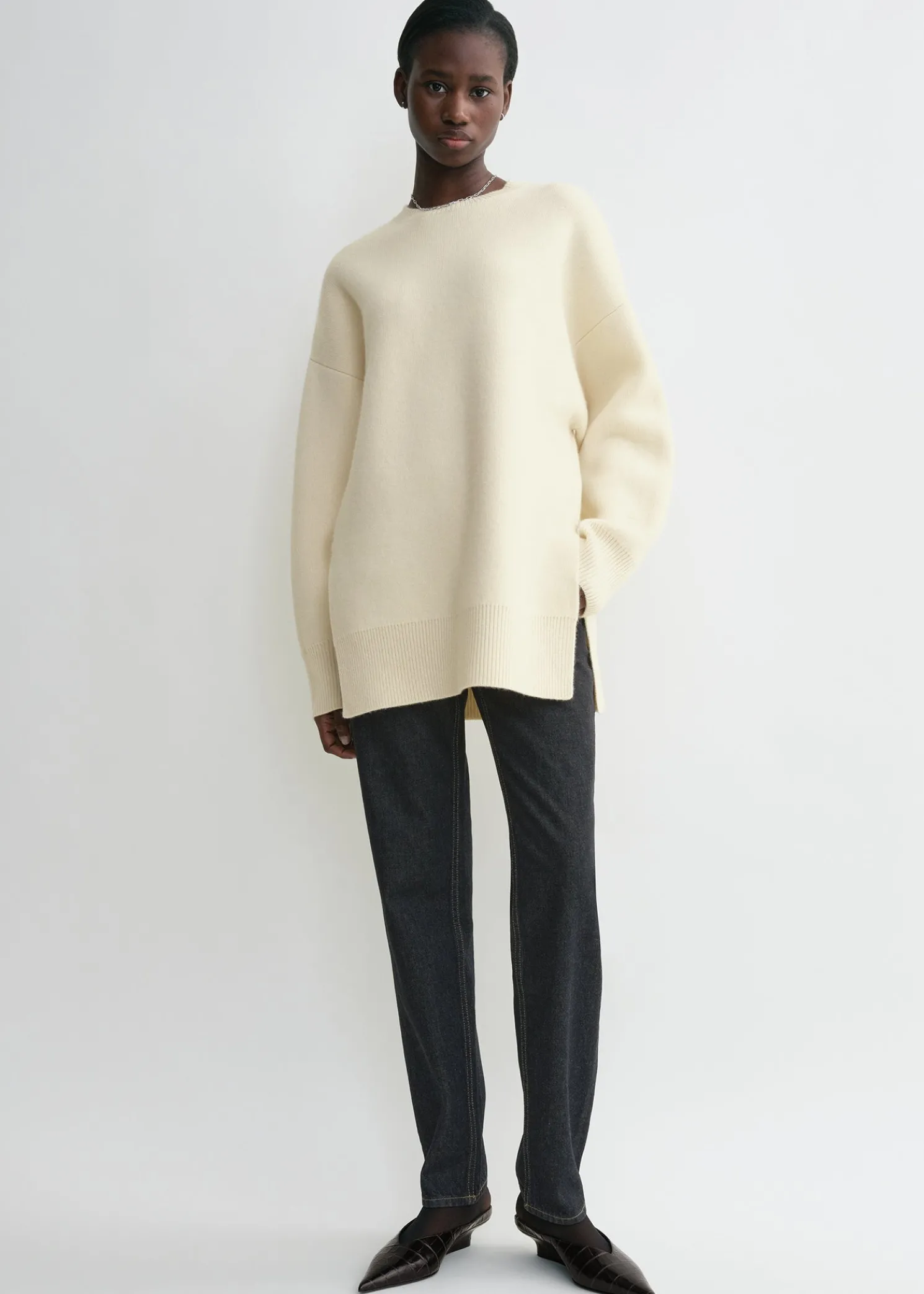 Double-knit pullover snow