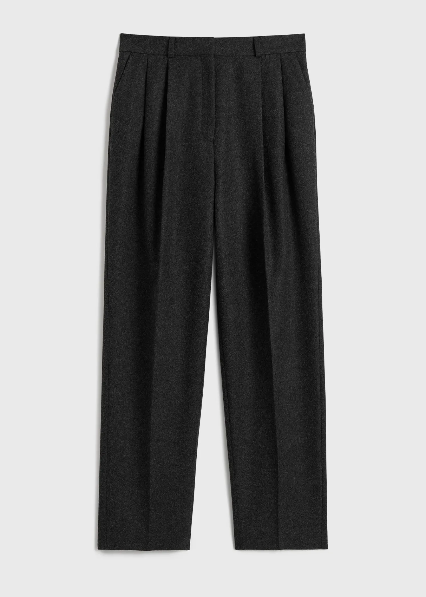 Double-pleated tailored trousers charcoal melange