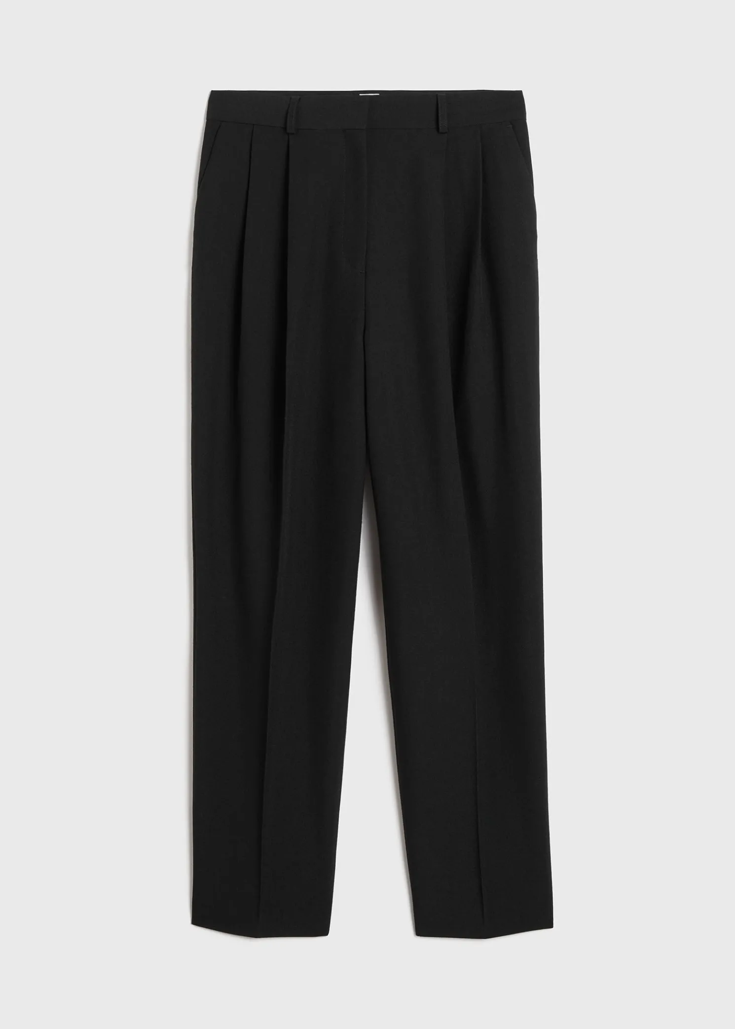 Double-pleated tailored trousers black