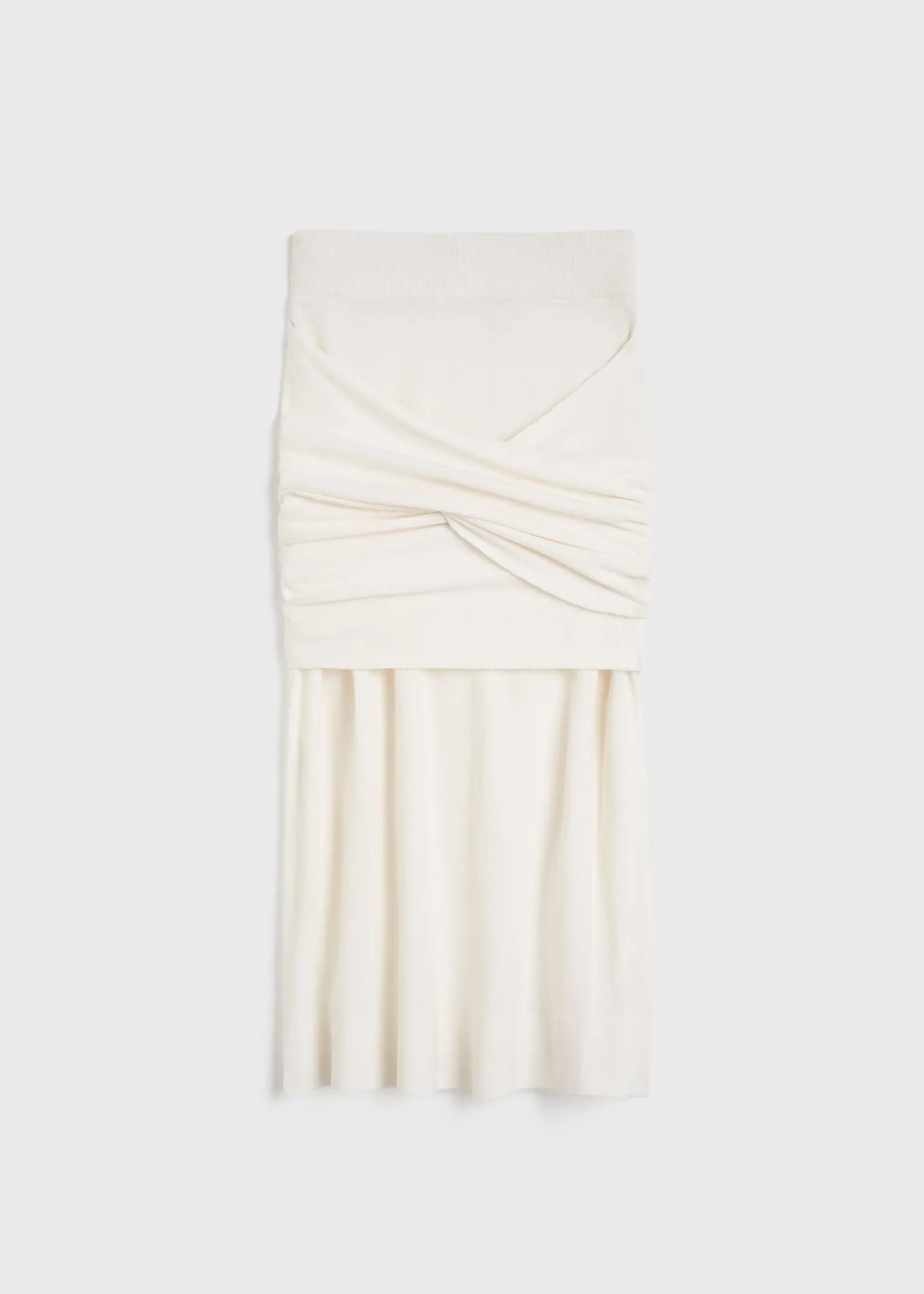 Draped fine knit skirt off-white