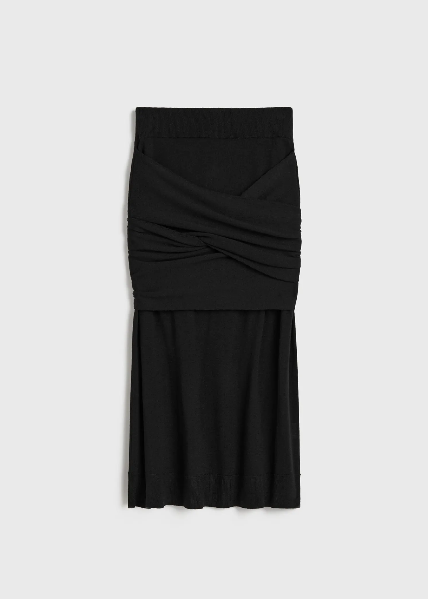 Draped fine knit skirt black