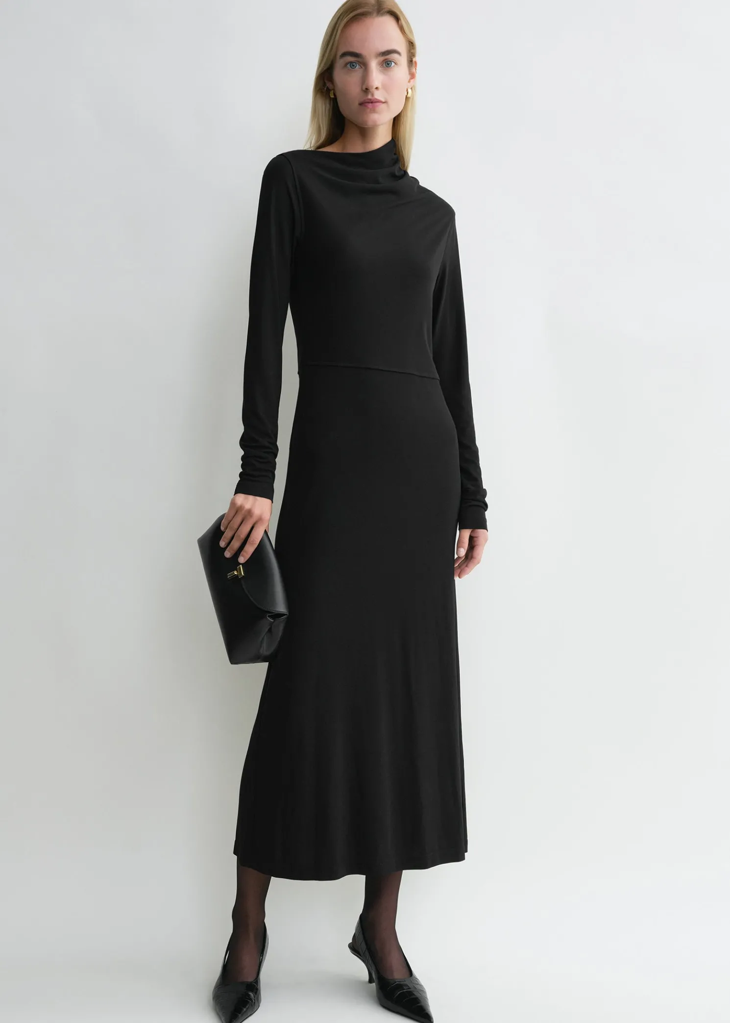 Draped jersey dress black