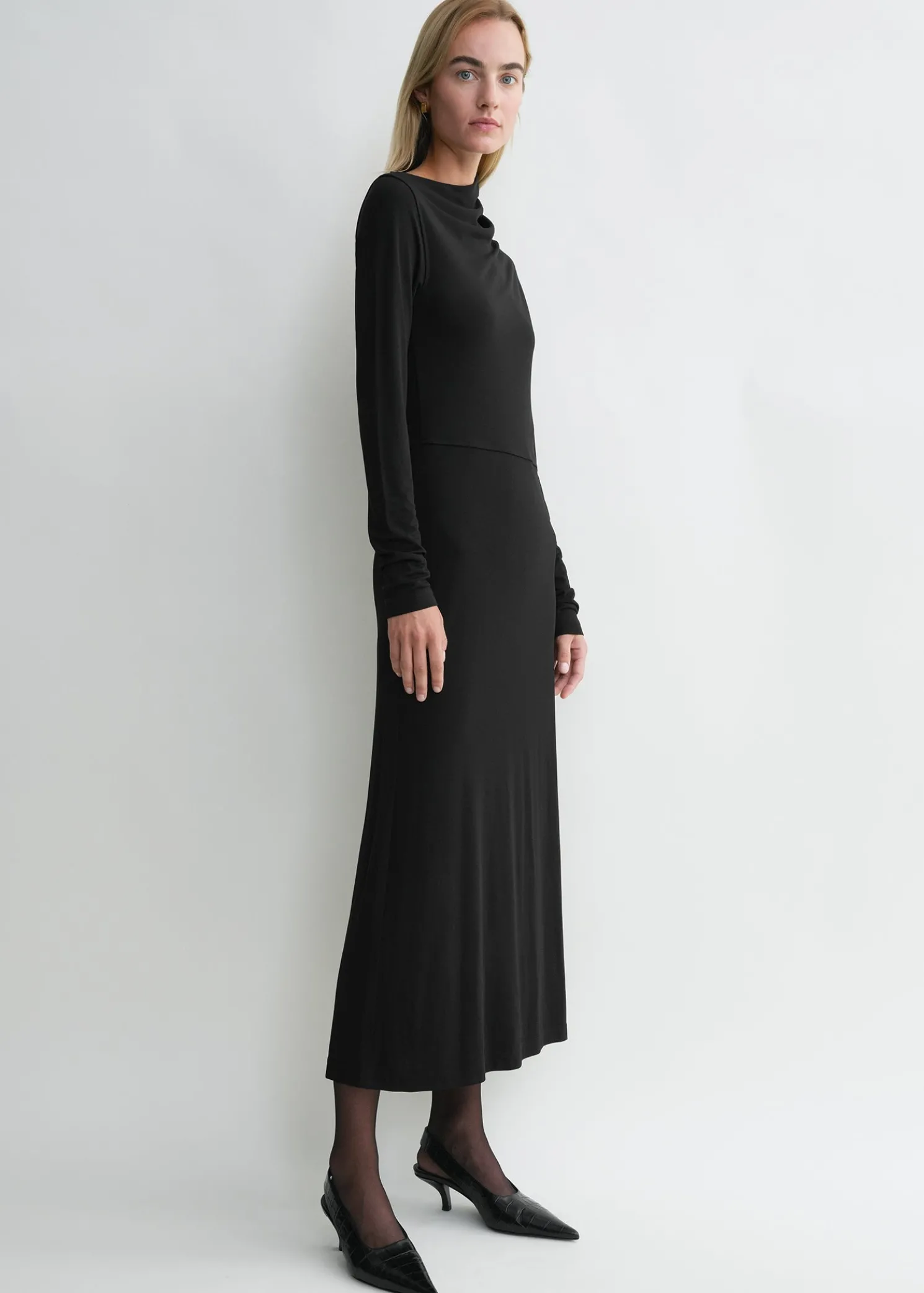 Draped jersey dress black