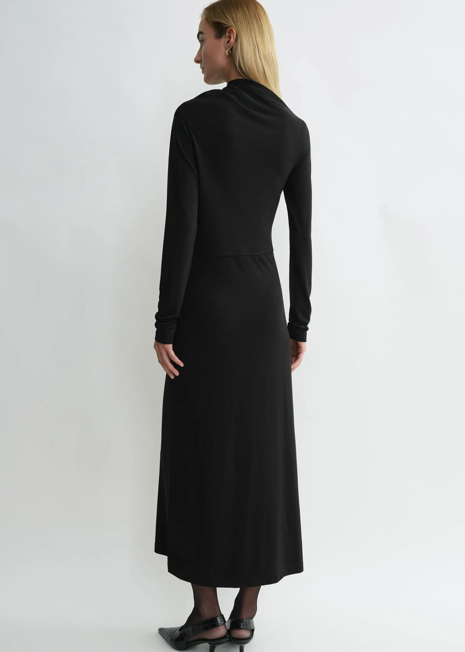 Draped jersey dress black