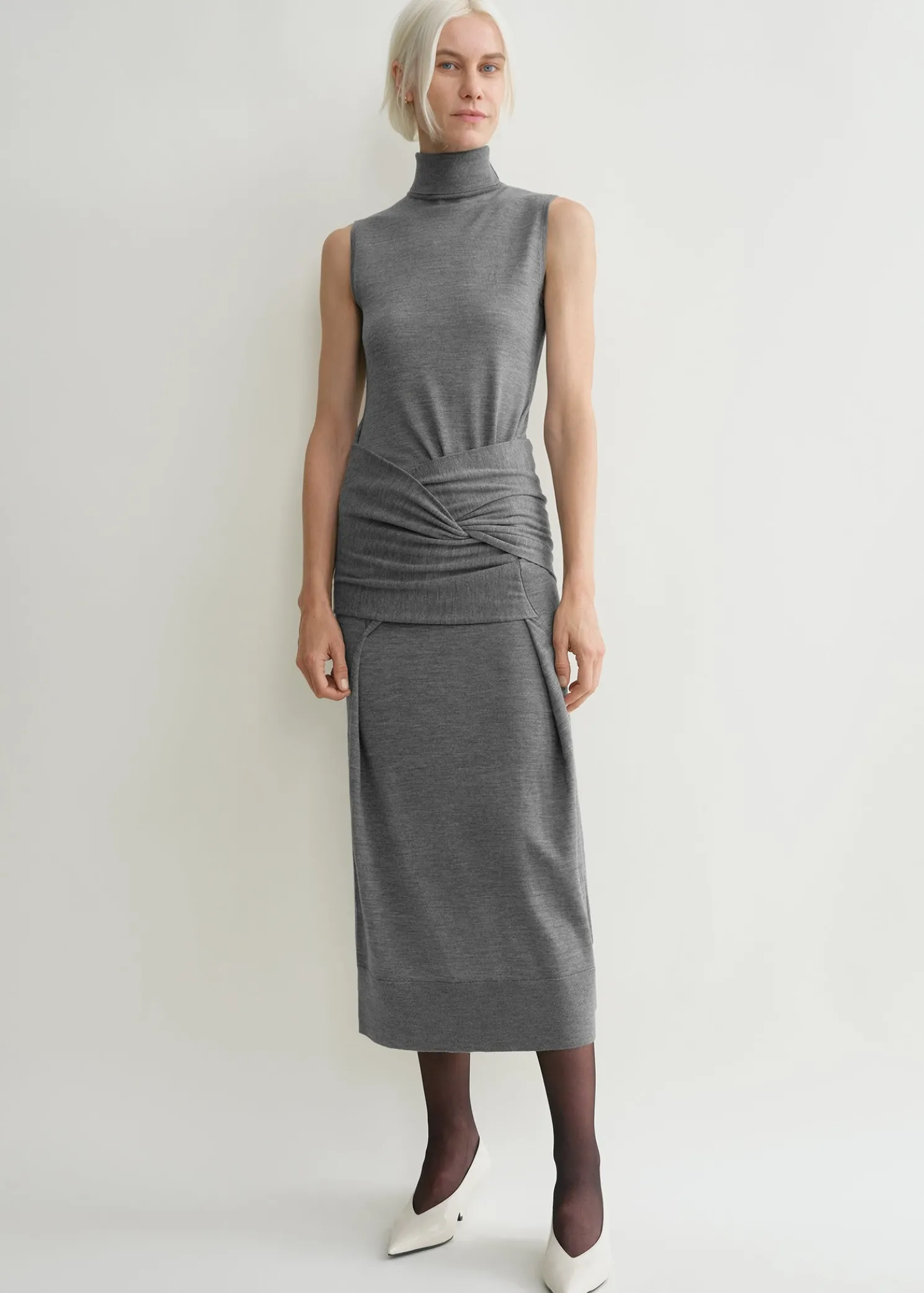 Draped knit dress grey melange