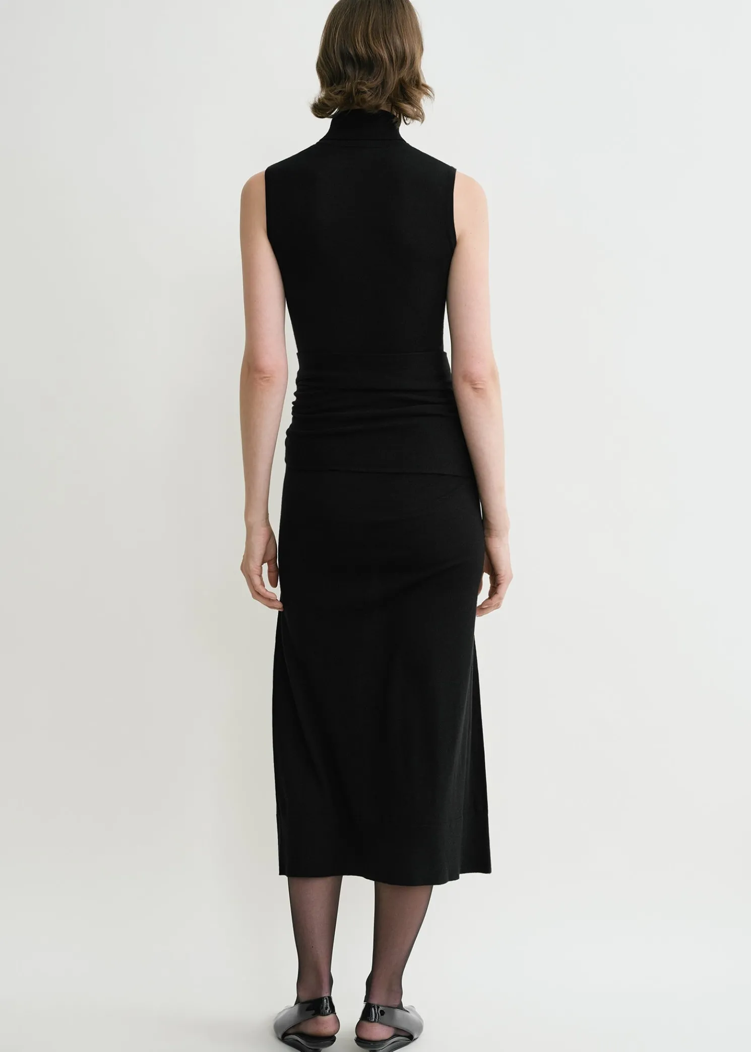 Draped knit dress black