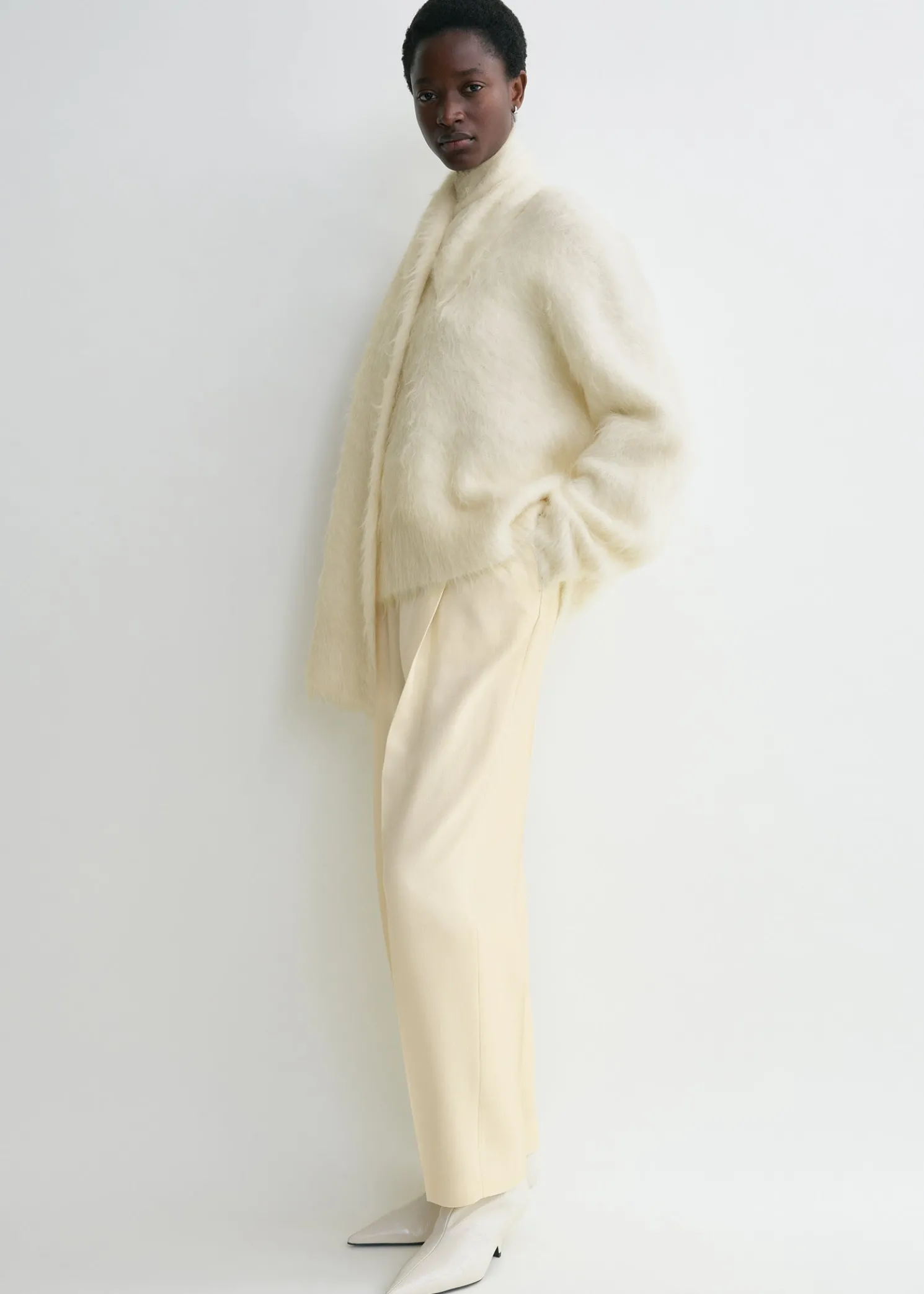 Draped-scarf knit ivory