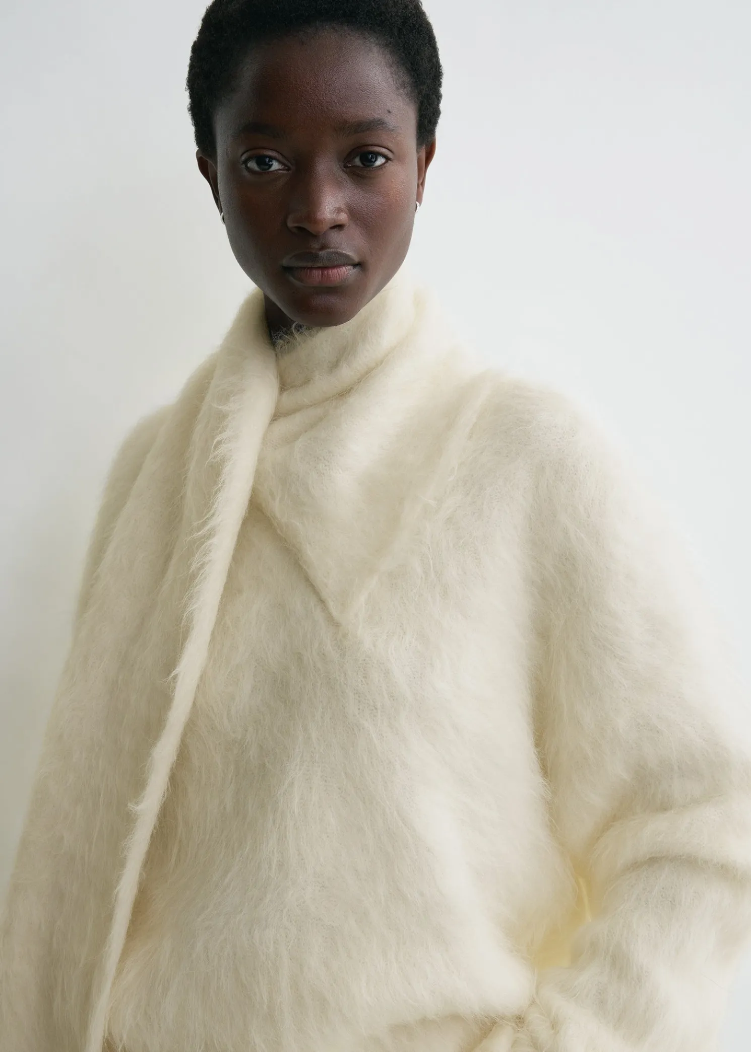 Draped-scarf knit ivory