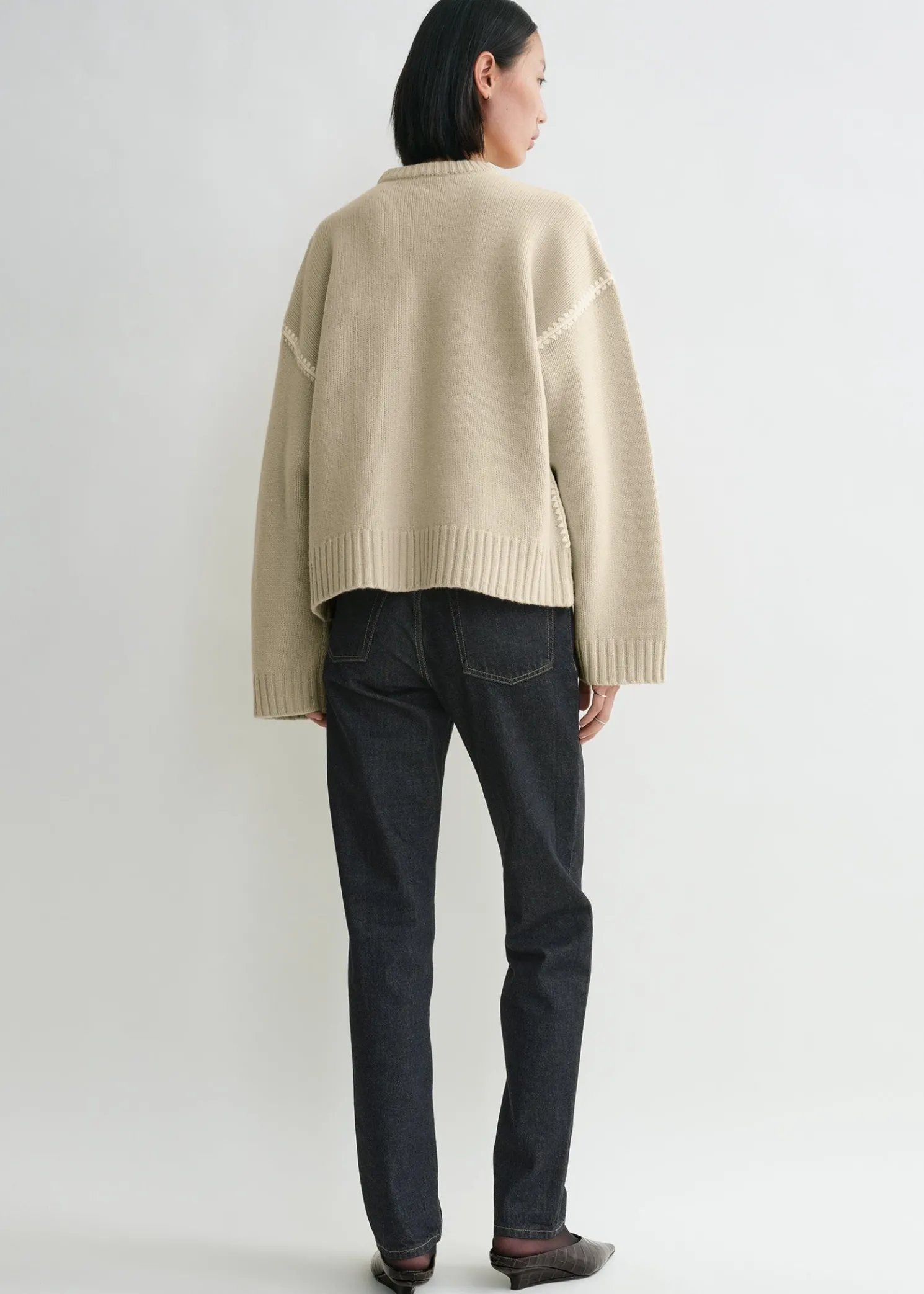 Embroidered wool cashmere knit harvest