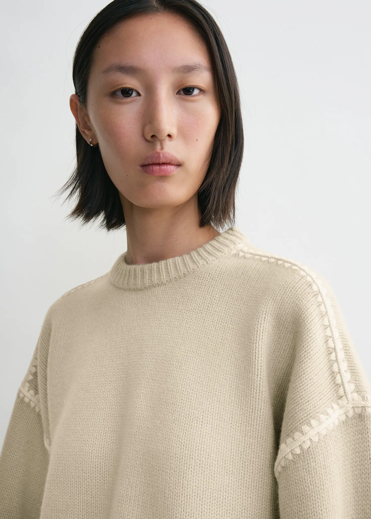 Embroidered wool cashmere knit harvest