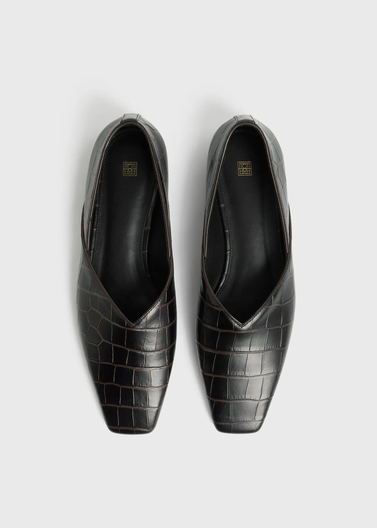 Everyday croco-embossed flats dark brown