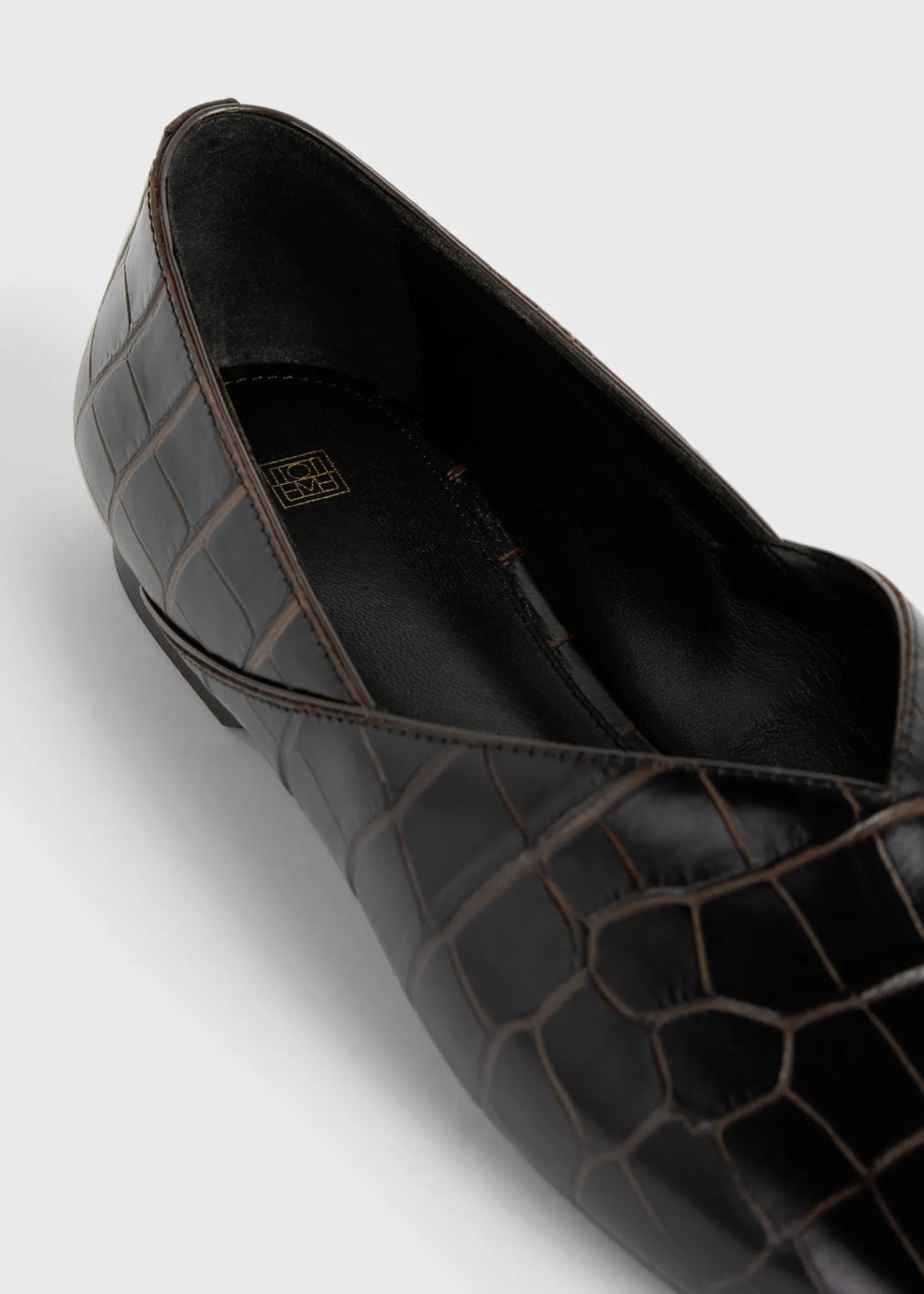 Everyday croco-embossed flats dark brown