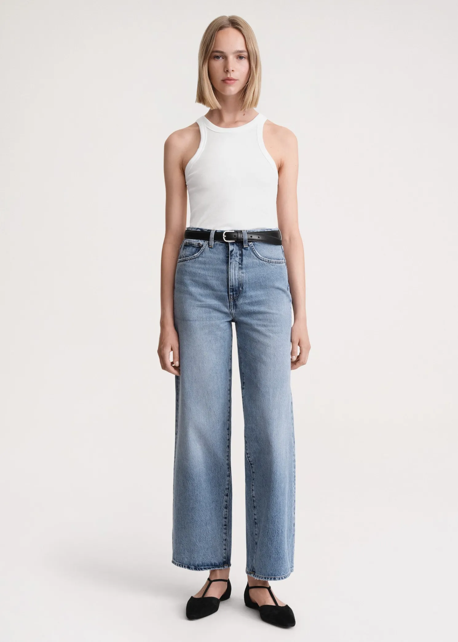 Flare fit denim worn blue