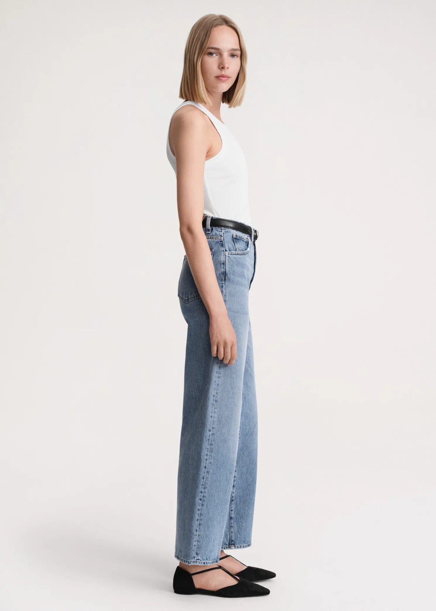 Flare fit denim worn blue