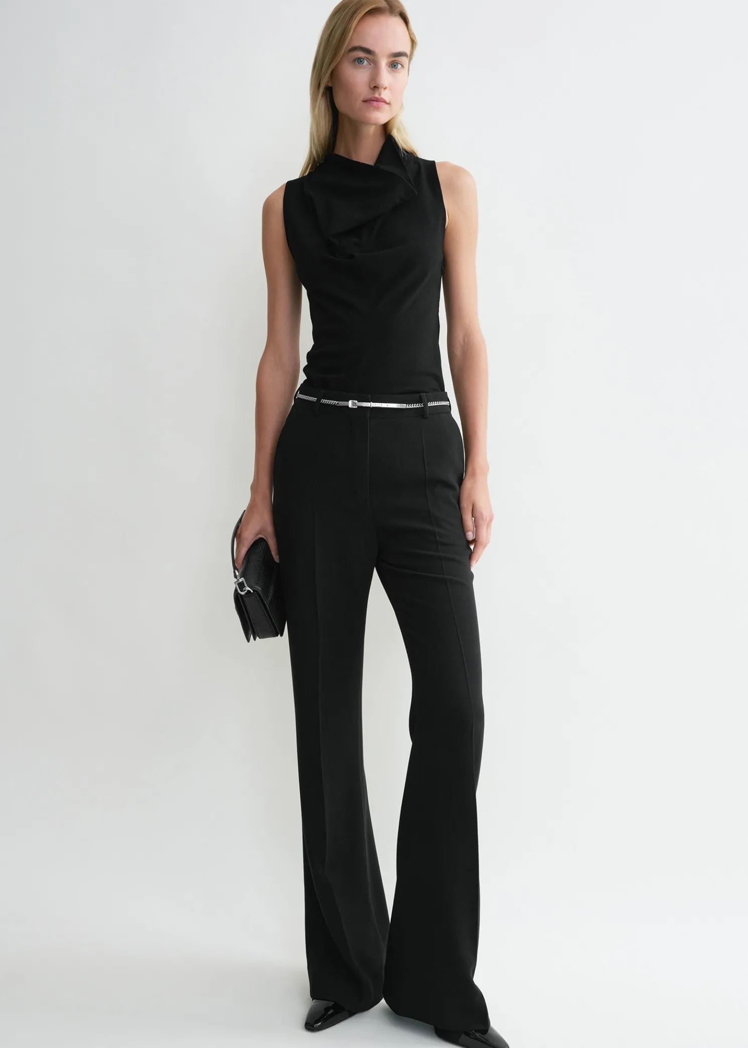 Flared evening trousers black