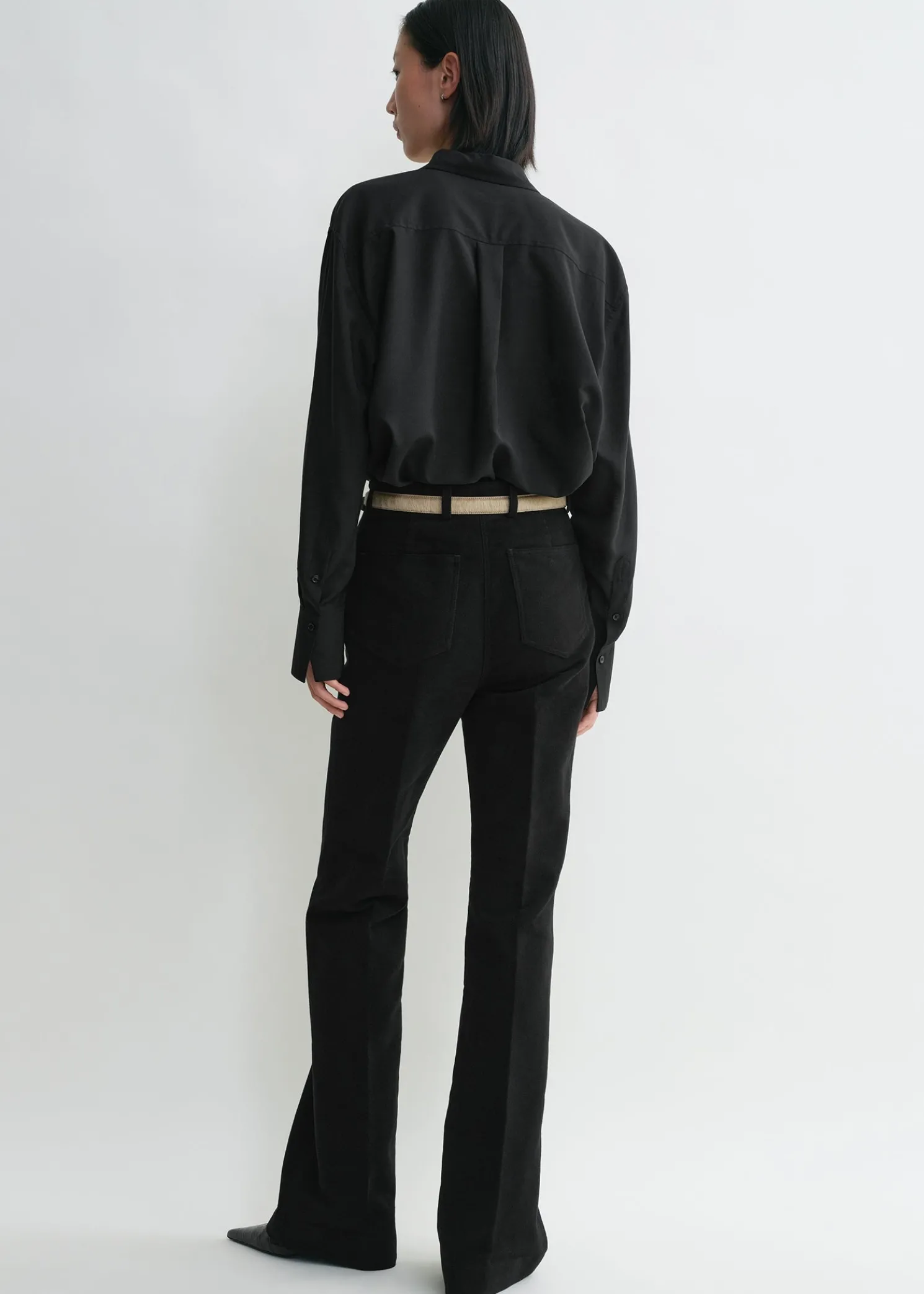 Flared moleskin trousers black