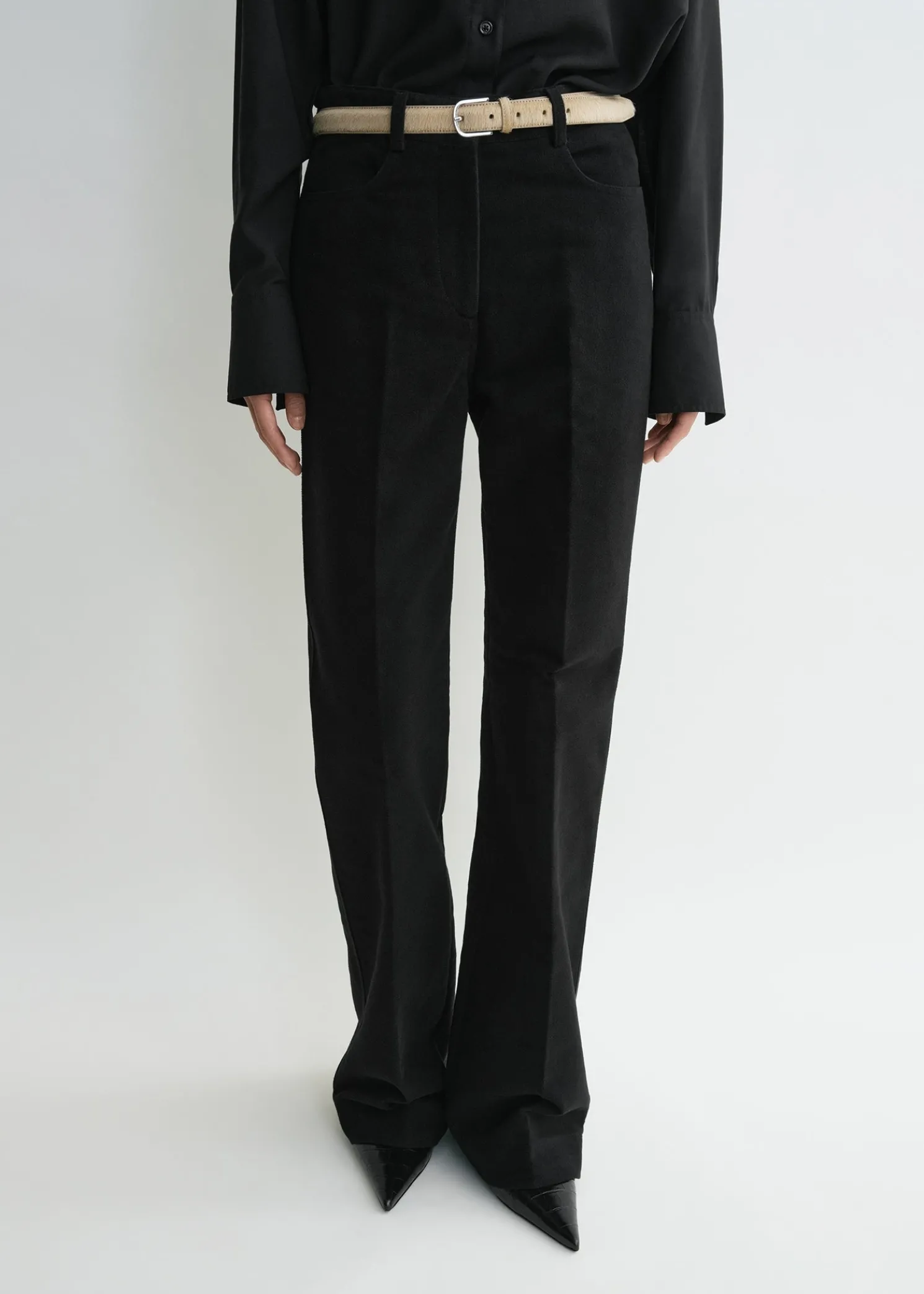 Flared moleskin trousers black