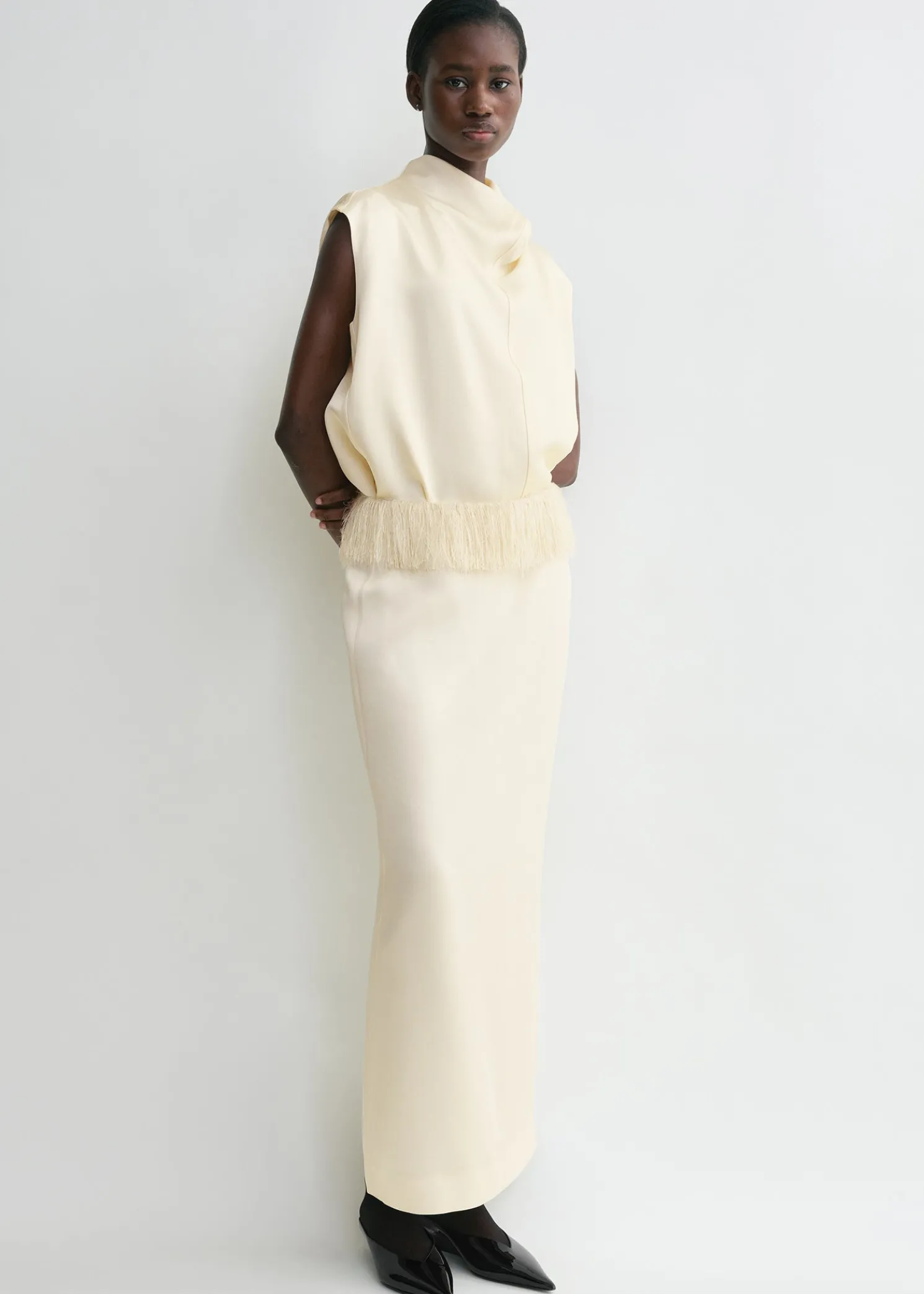 Fringe skirt macadamia