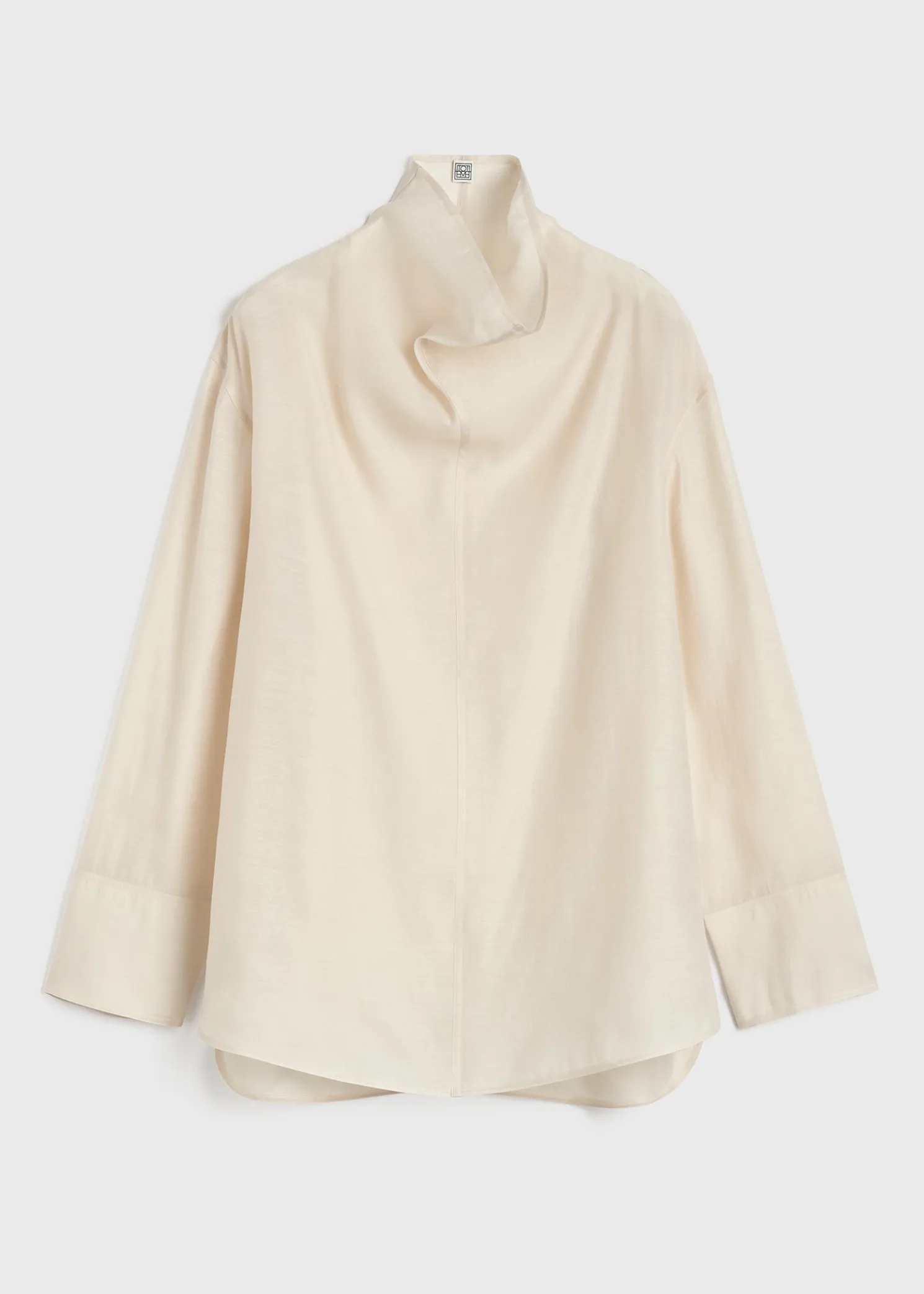 Funnel-neck organza blouse ecru