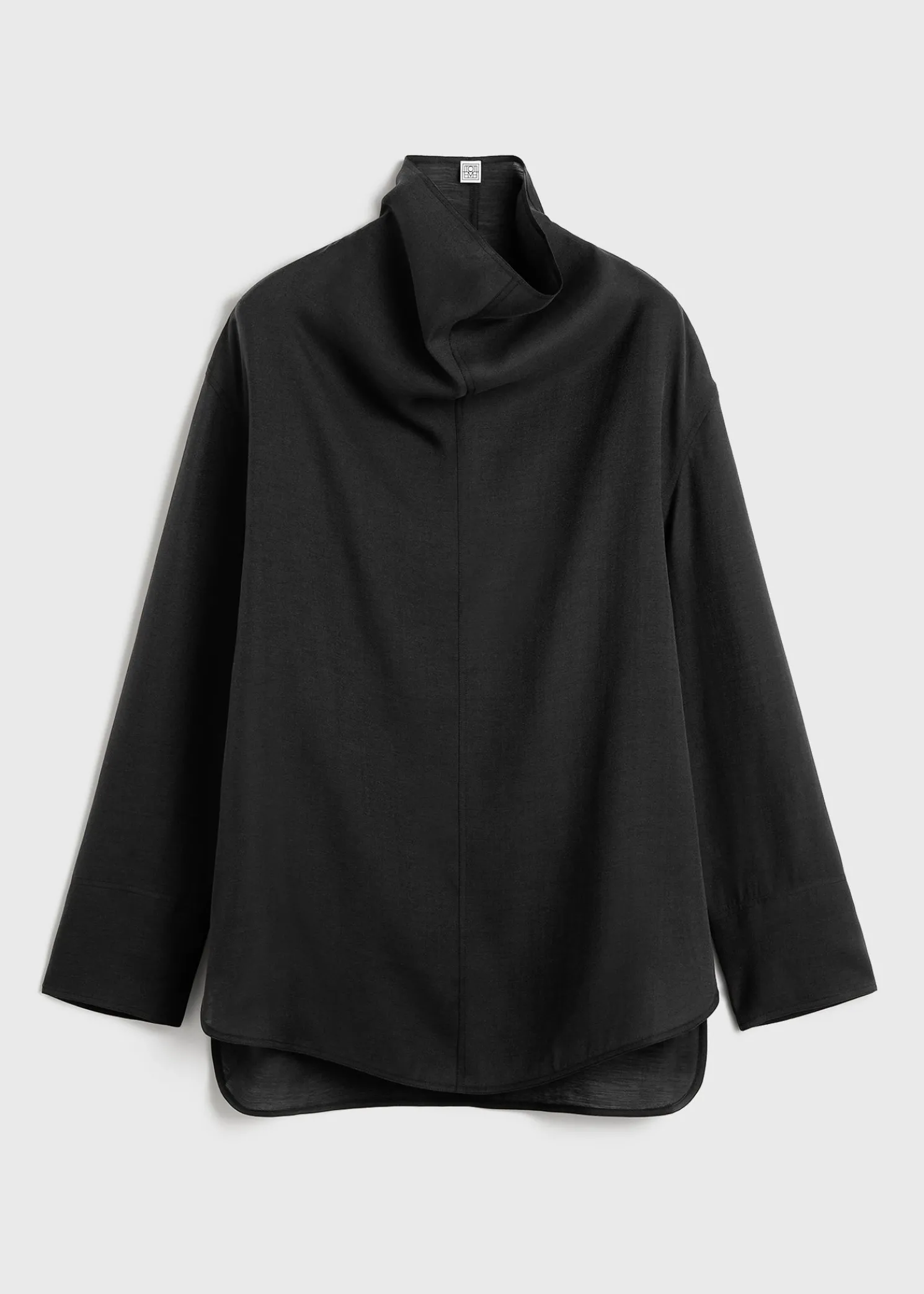 Funnel-neck organza blouse black