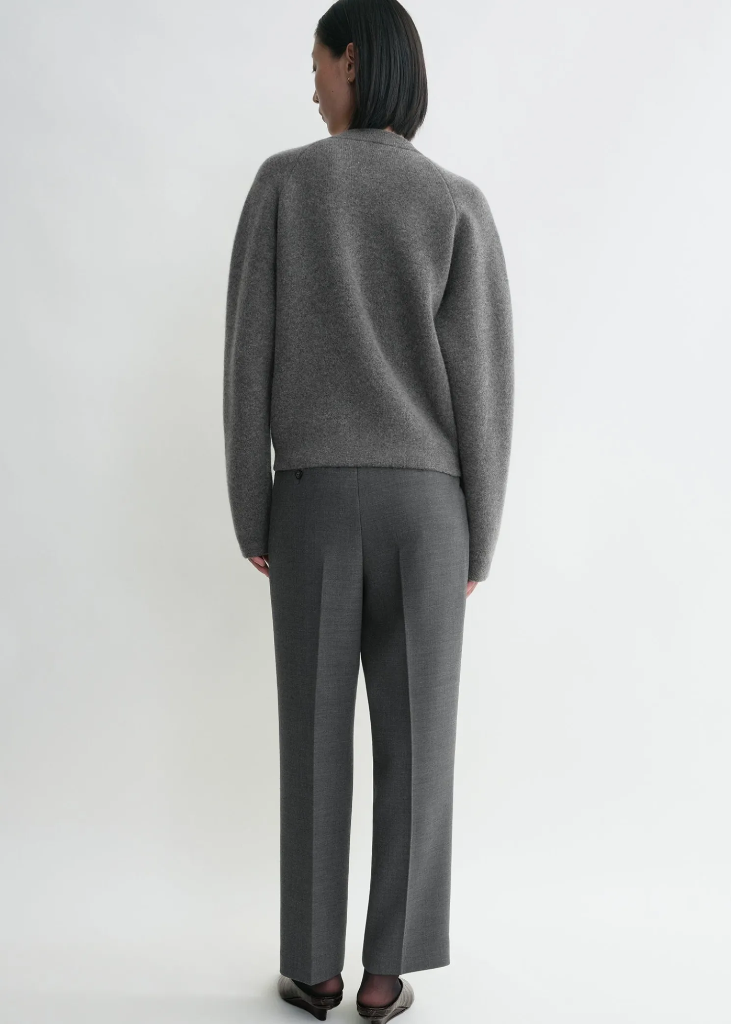 Hammered button cardigan grey melange