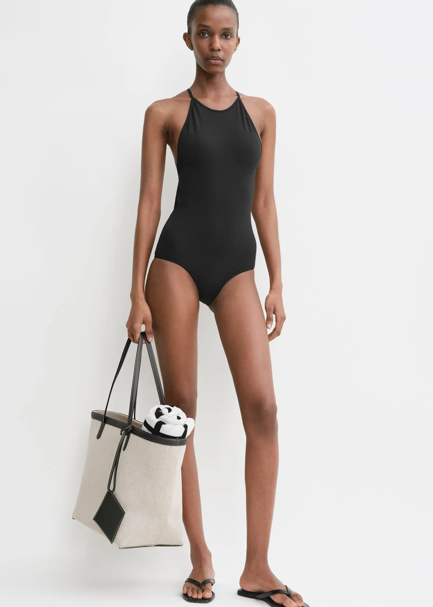 High neck swimsuit black