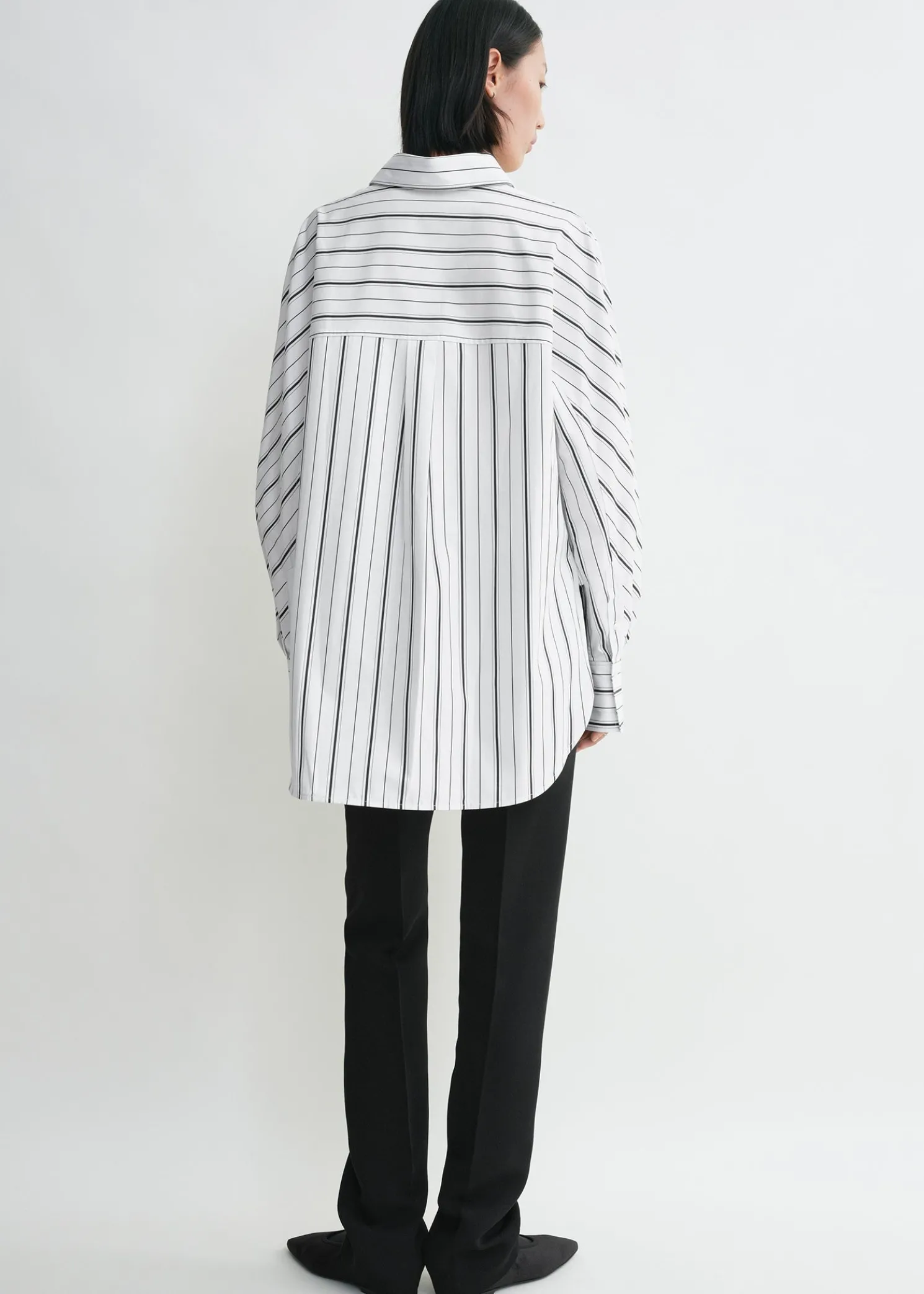 Kimono-sleeve striped shirt white/black