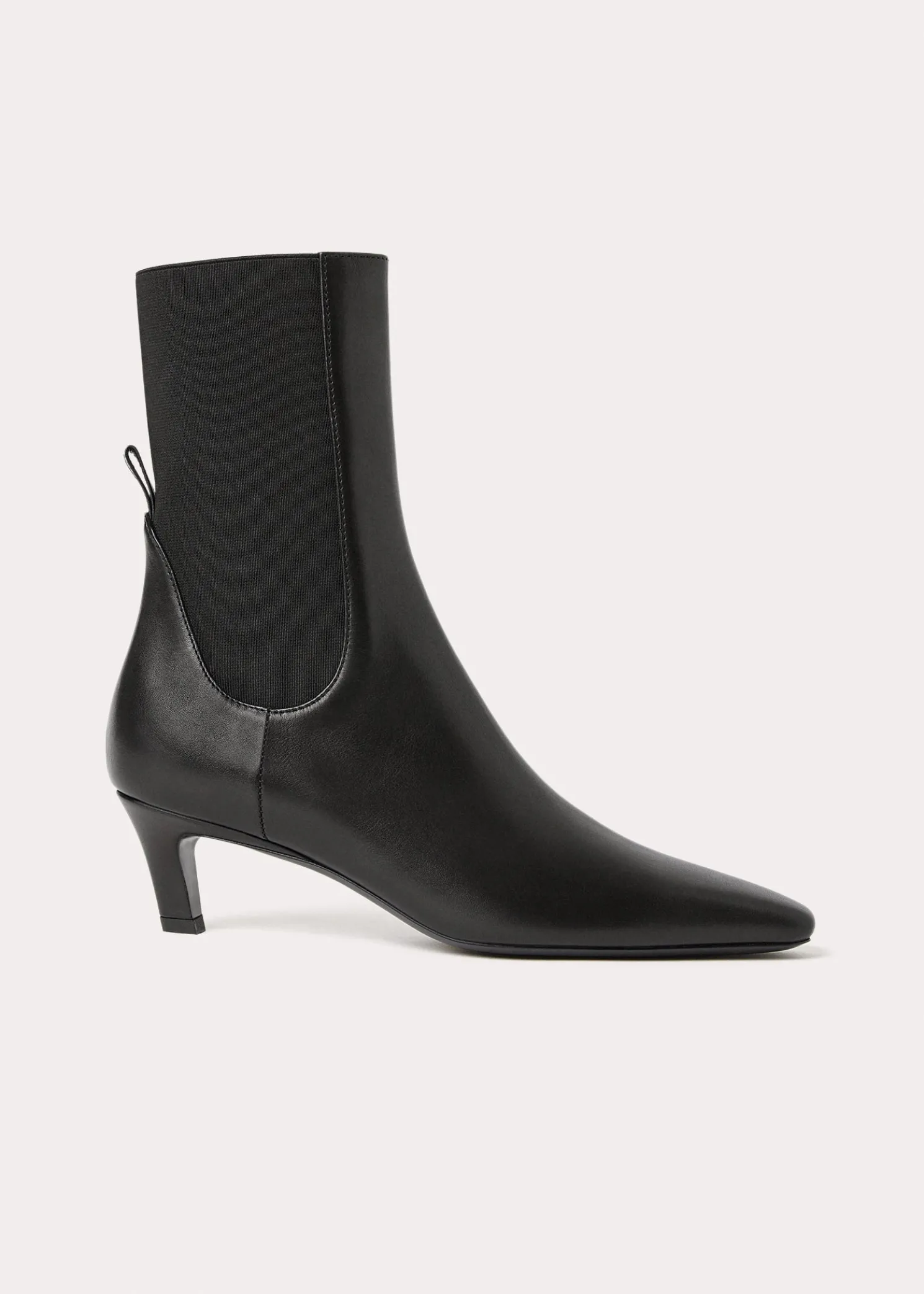 Leather mid-heel boots black