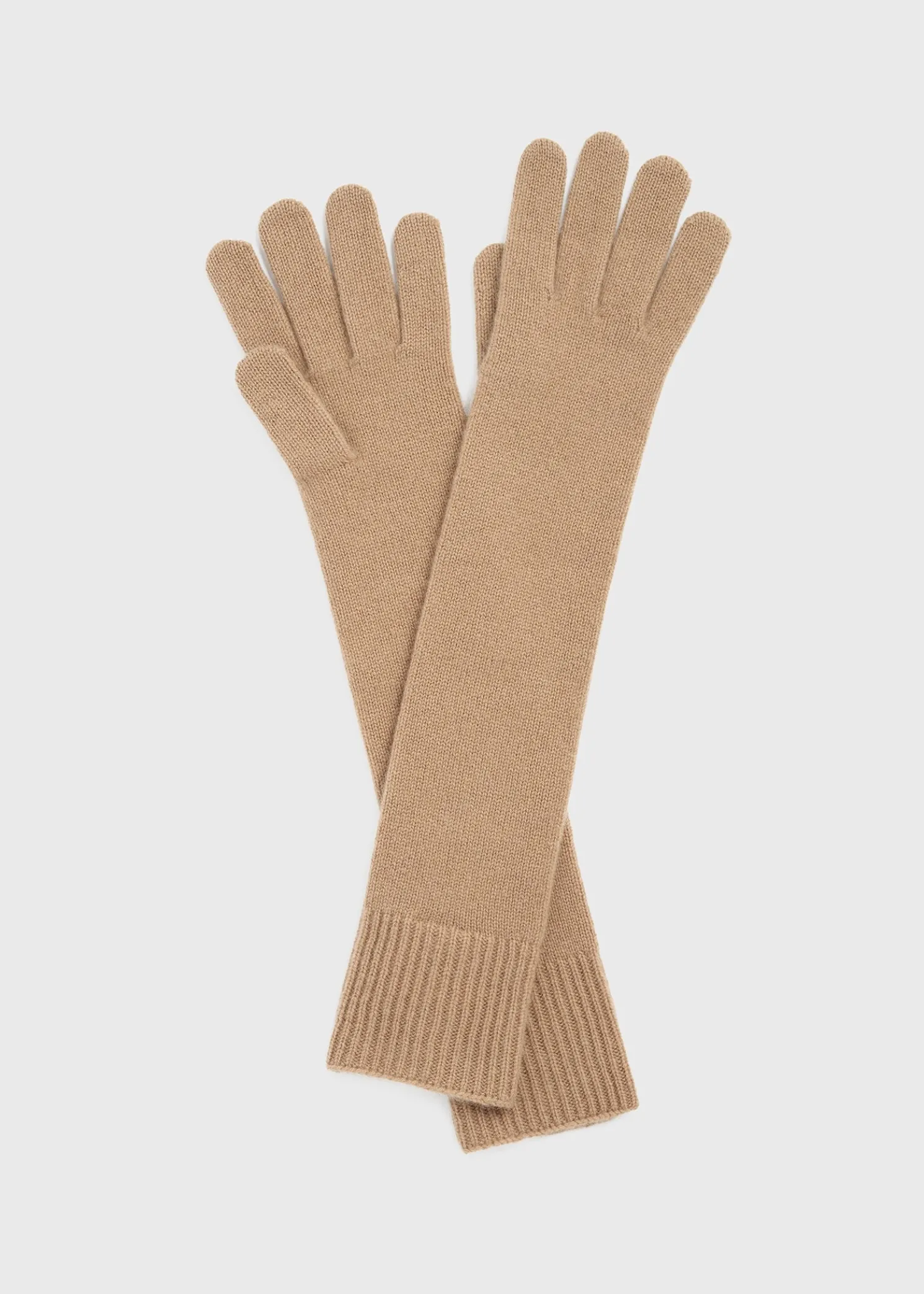Long knit gloves camel