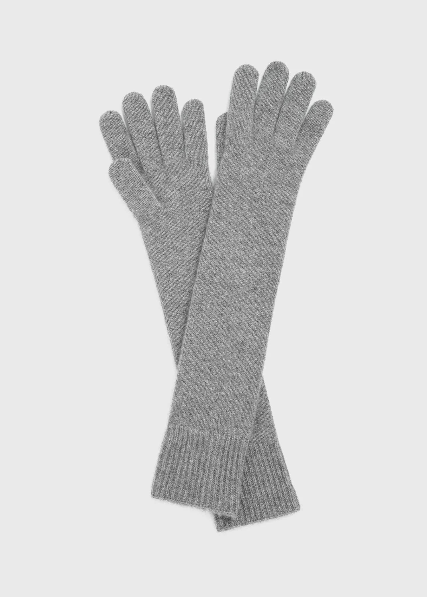Long knit gloves grey mélange