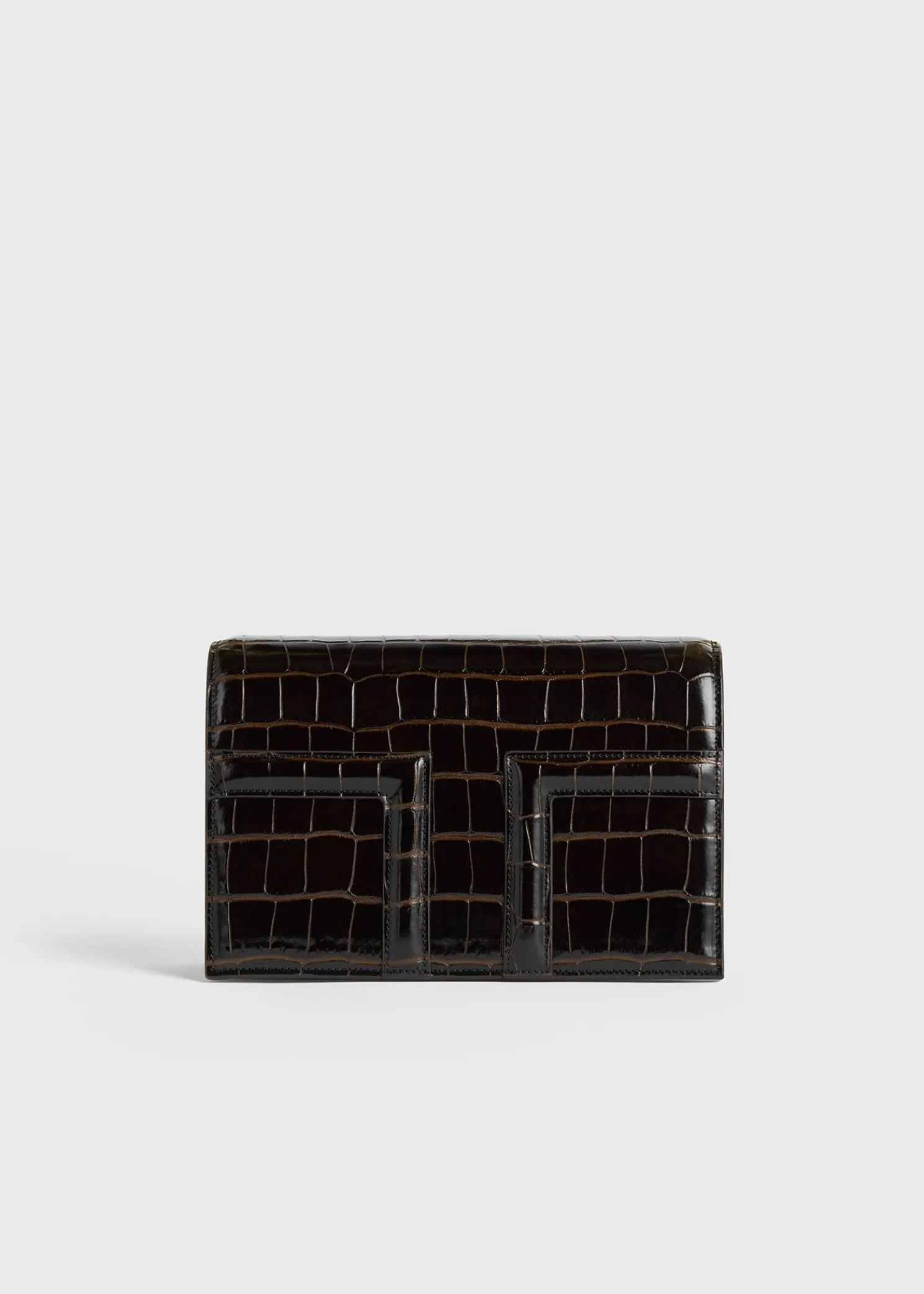 Mini T-Flap croco-embossed bag dark brown