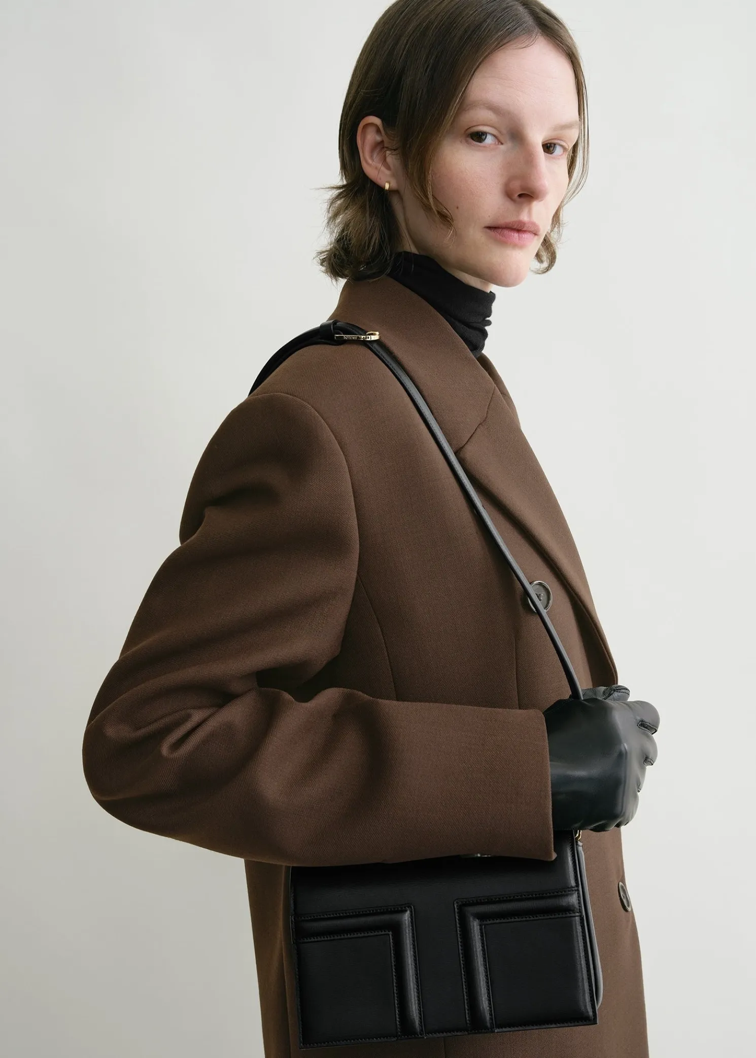 Mini T-Flap leather bag black