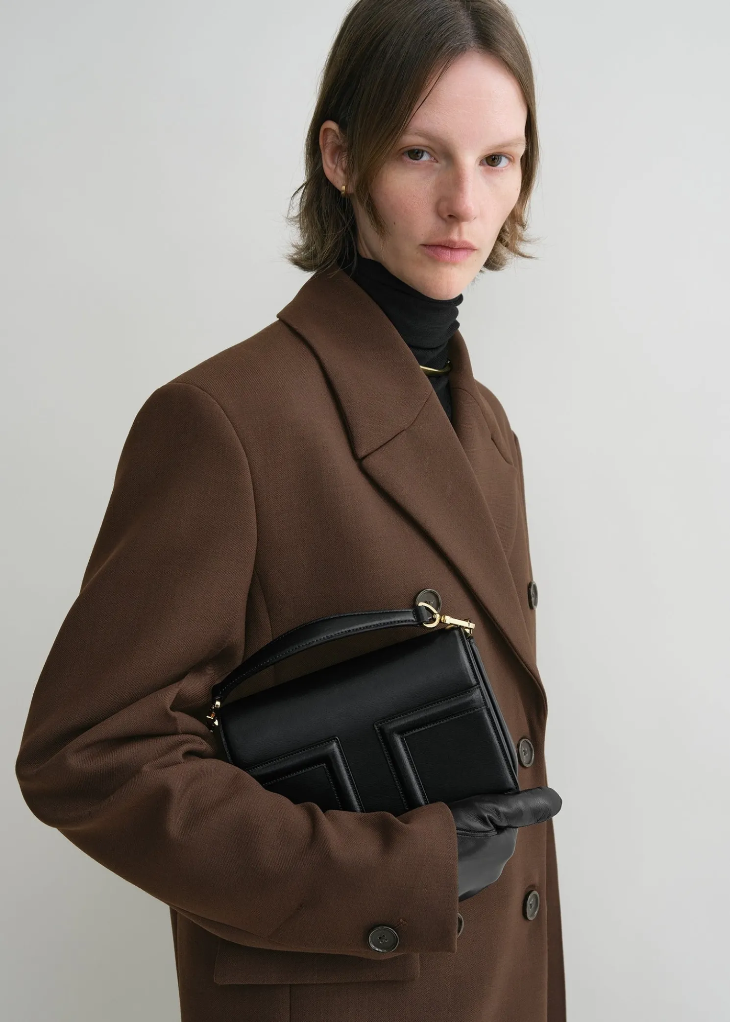 Mini T-Flap leather bag black