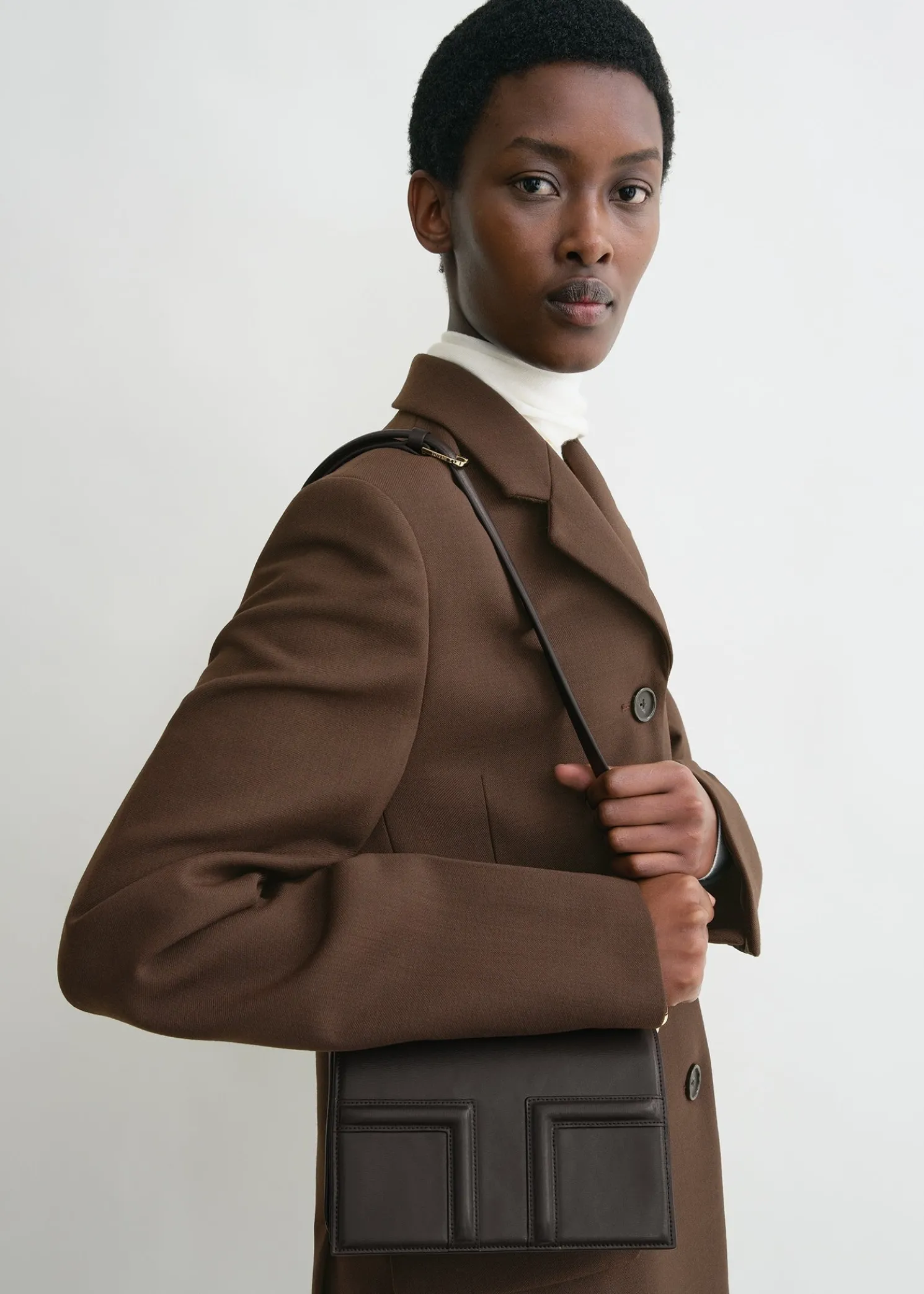 Mini T-Flap leather bag bark