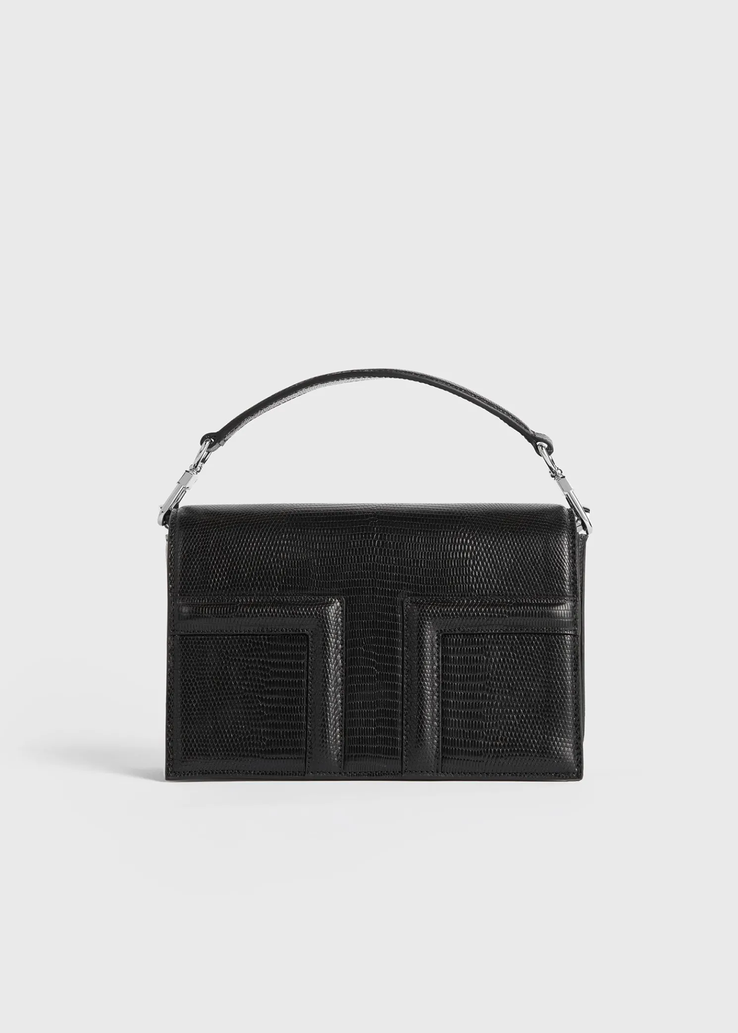 Mini T-Flap lizard-embossed bag black