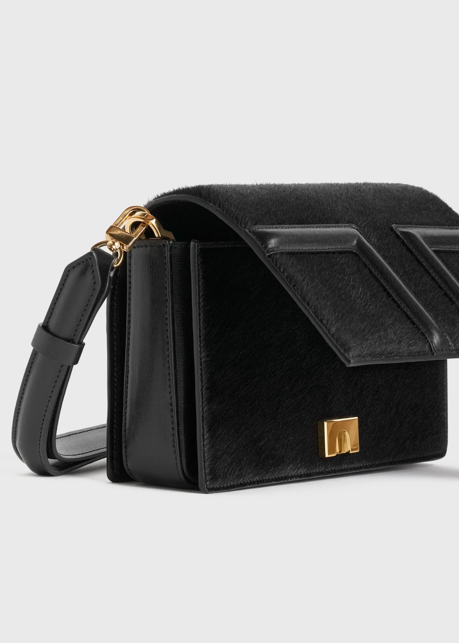 Mini T-flap pony hair bag black