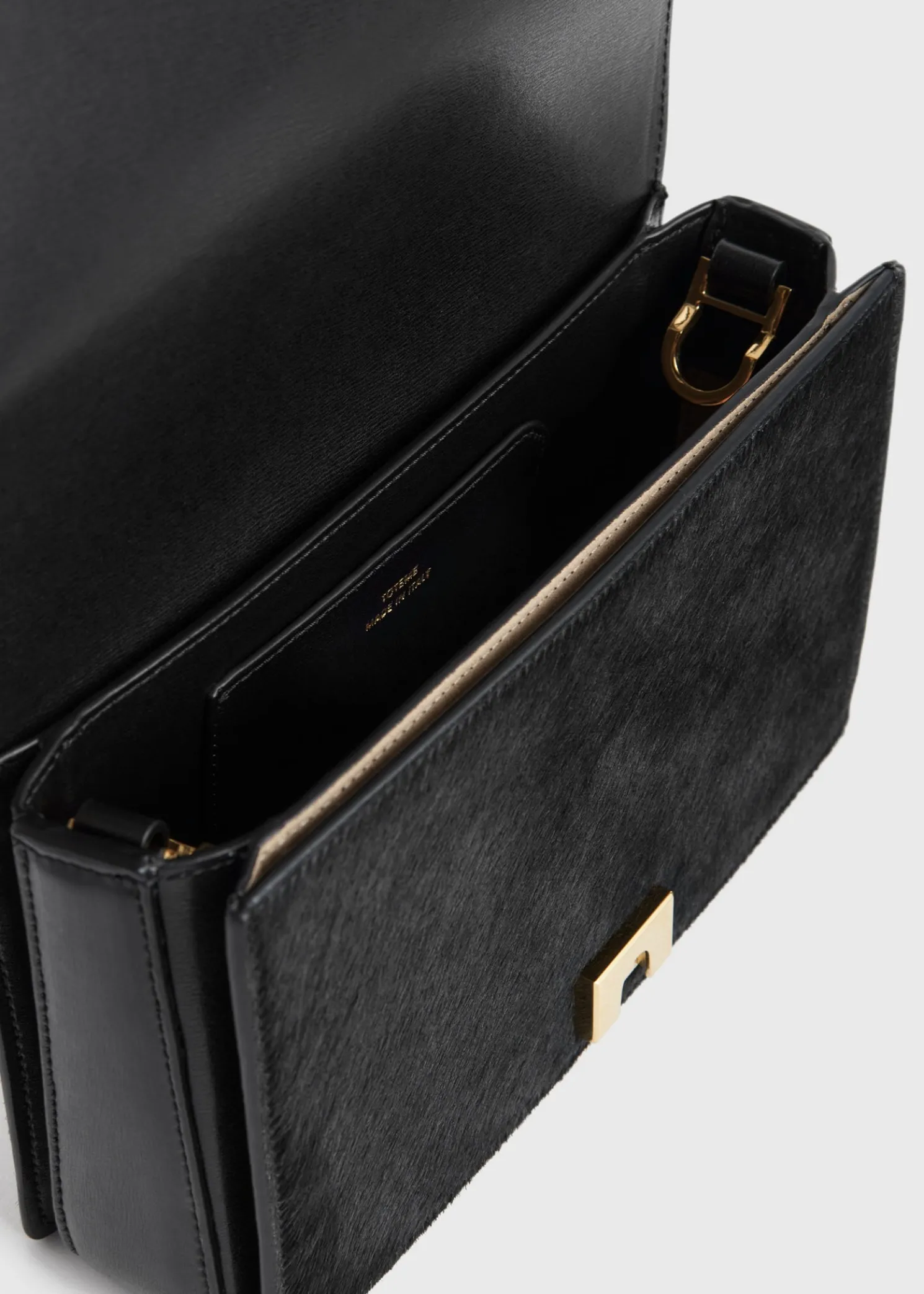 Mini T-flap pony hair bag black