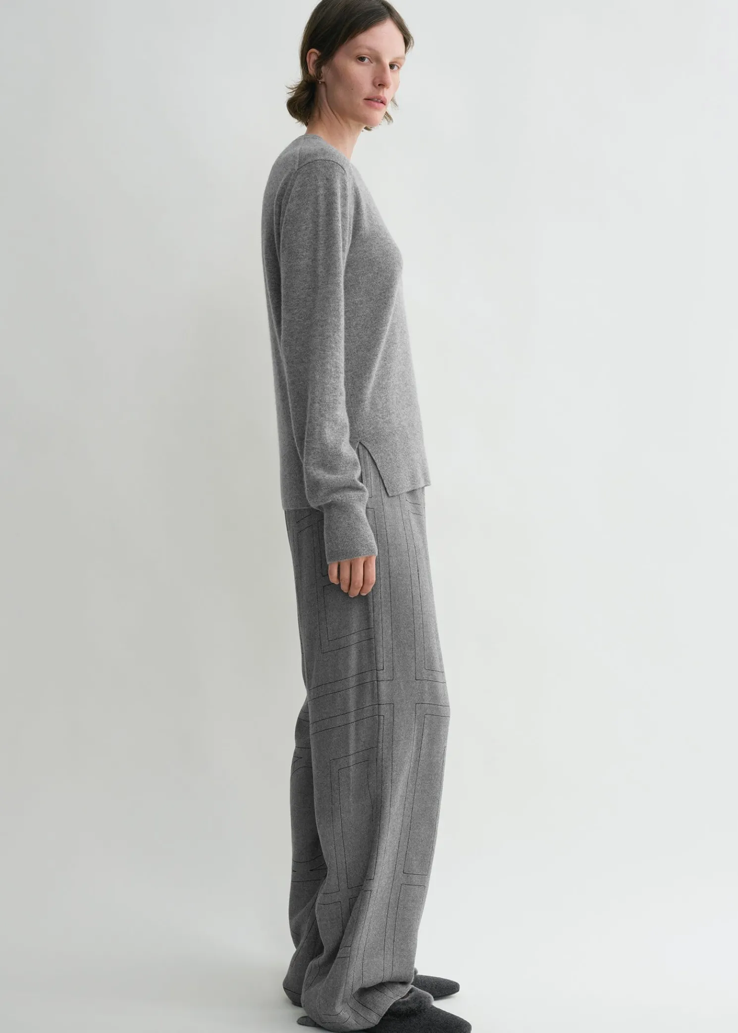 Monogram flannel pj bottoms smoke melange