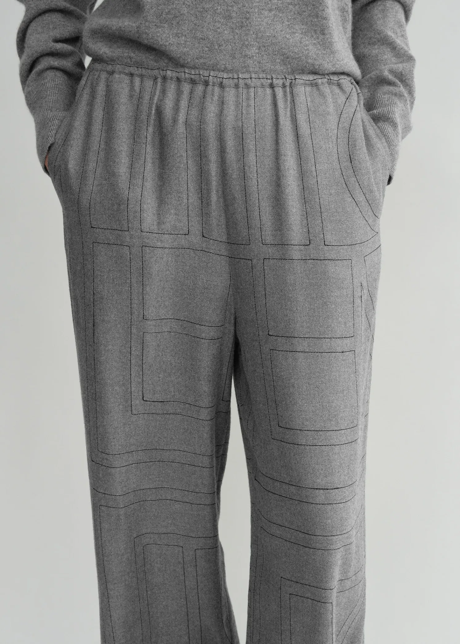 Monogram flannel pj bottoms smoke melange