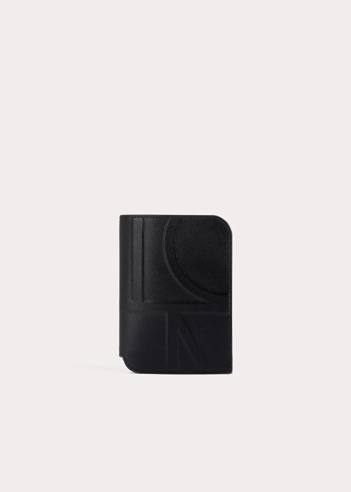 Monogram leather passport holder black