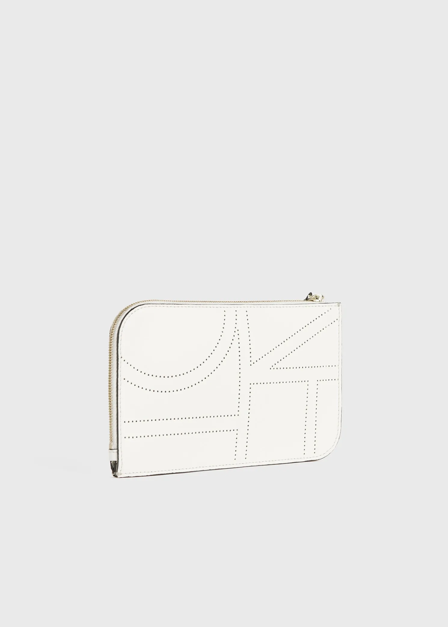 Monogram leather wristlet pouch milk