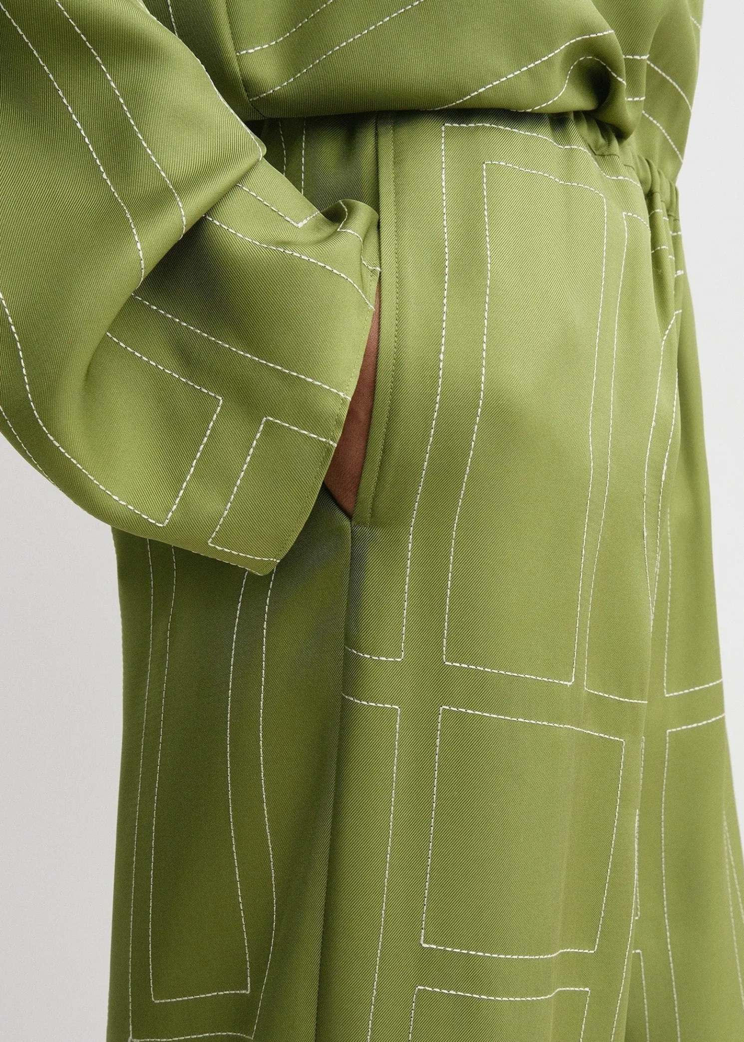Monogram silk pj bottoms laurel