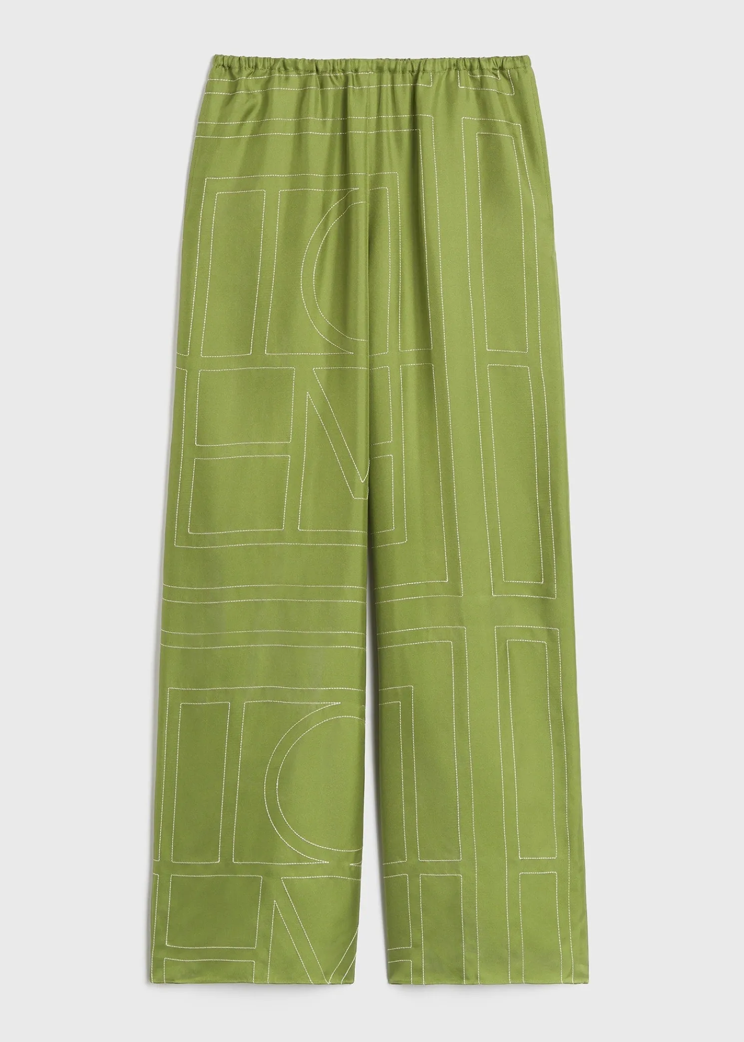 Monogram silk pj bottoms laurel