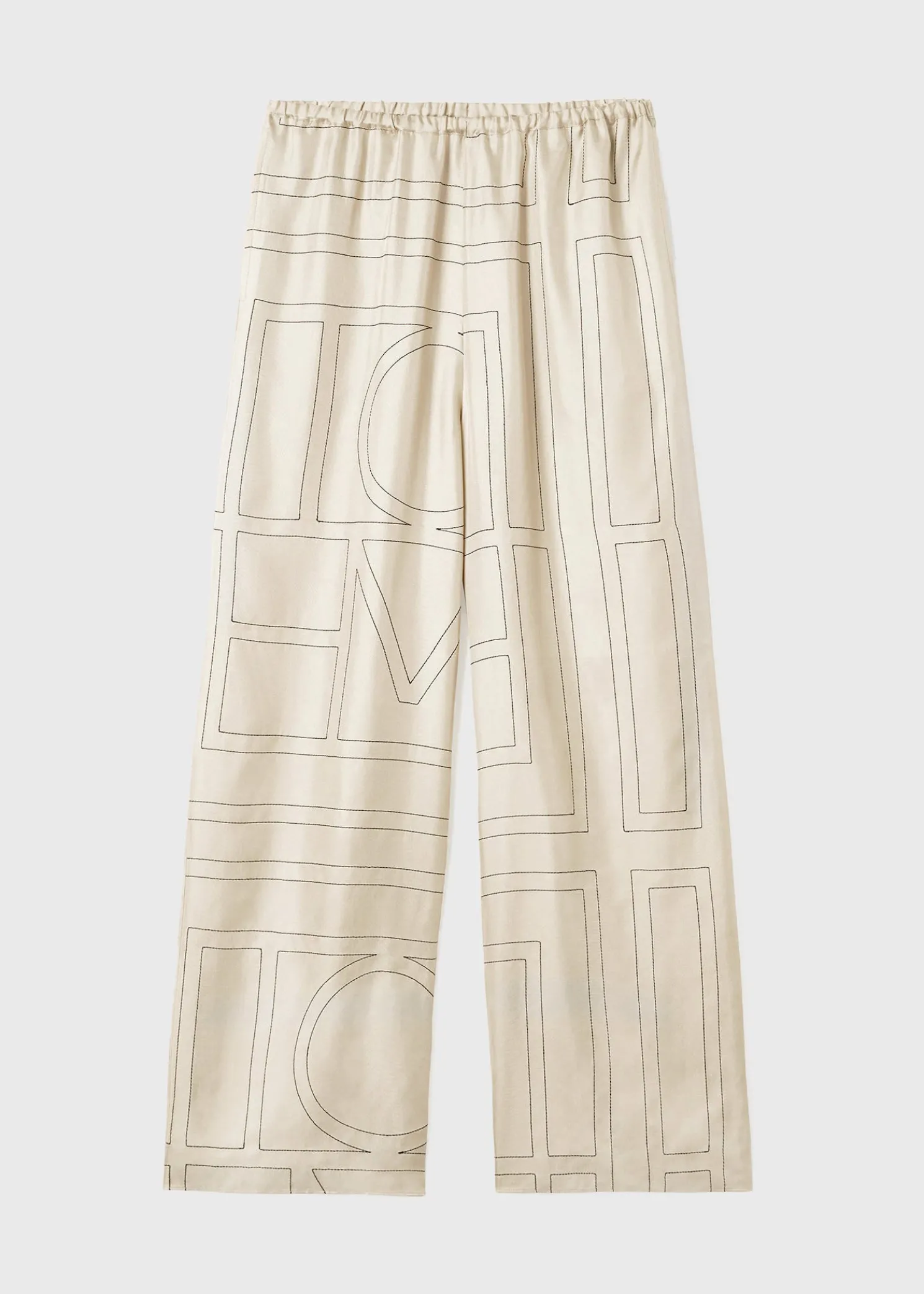 Monogram silk pj bottoms ivory